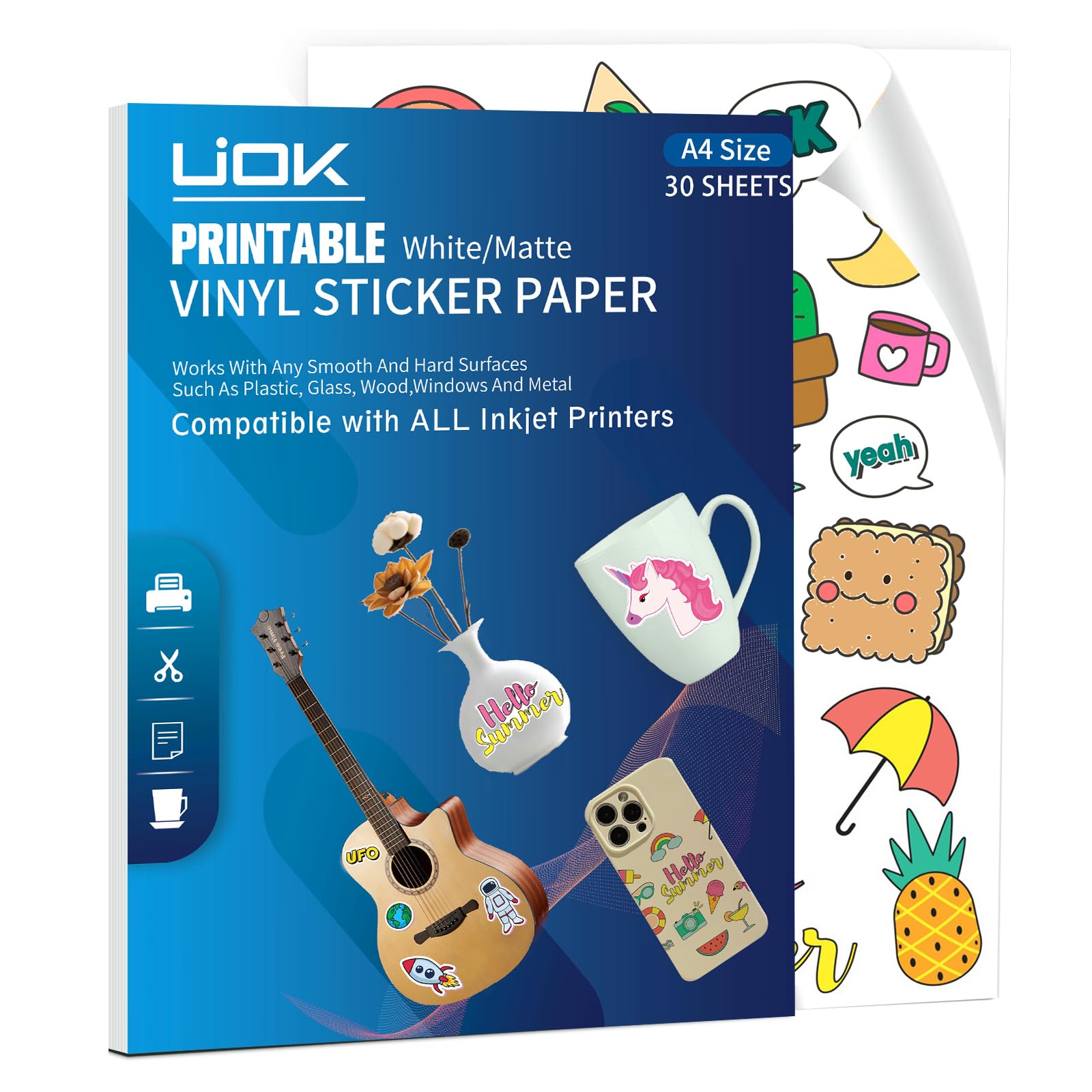 Holographisches Stickerpapier A4 - 12 Blätter Für Tintenstrahldrucker