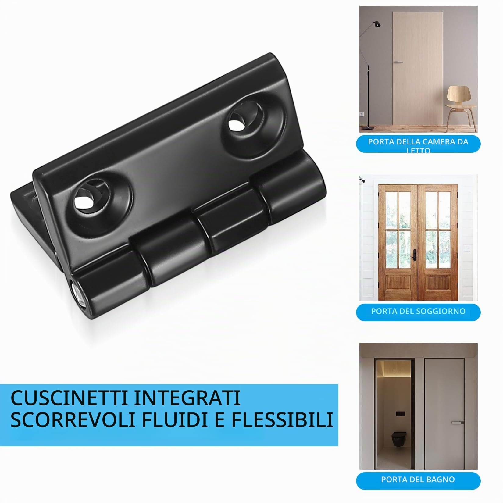 8 PZ Cerniere Pieghevoli, Connettori in Acciaio Inossidabile 40x40mm, a Scomparsa Pesanti in Nero, Set per Porte in Legno, Finestre, Armadi, Cancello da Giardino