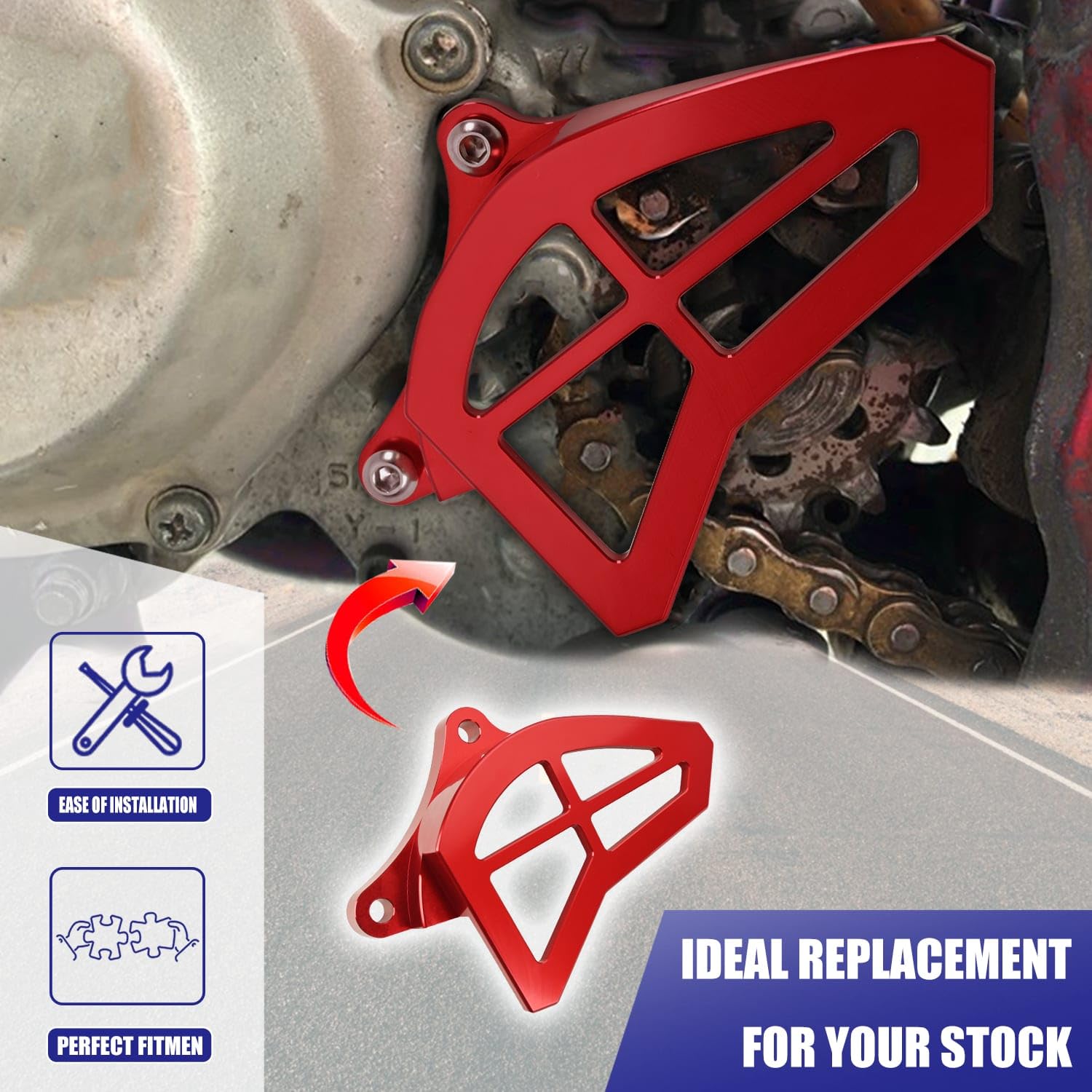 Canitu Front Sprocket Guard Cover,CNC Billet Aluminum Engine Sprocket Cover Engine Case Saver Guard Protector Crankcase Protection for Yamaha YZ125 1993-2004 (RED)