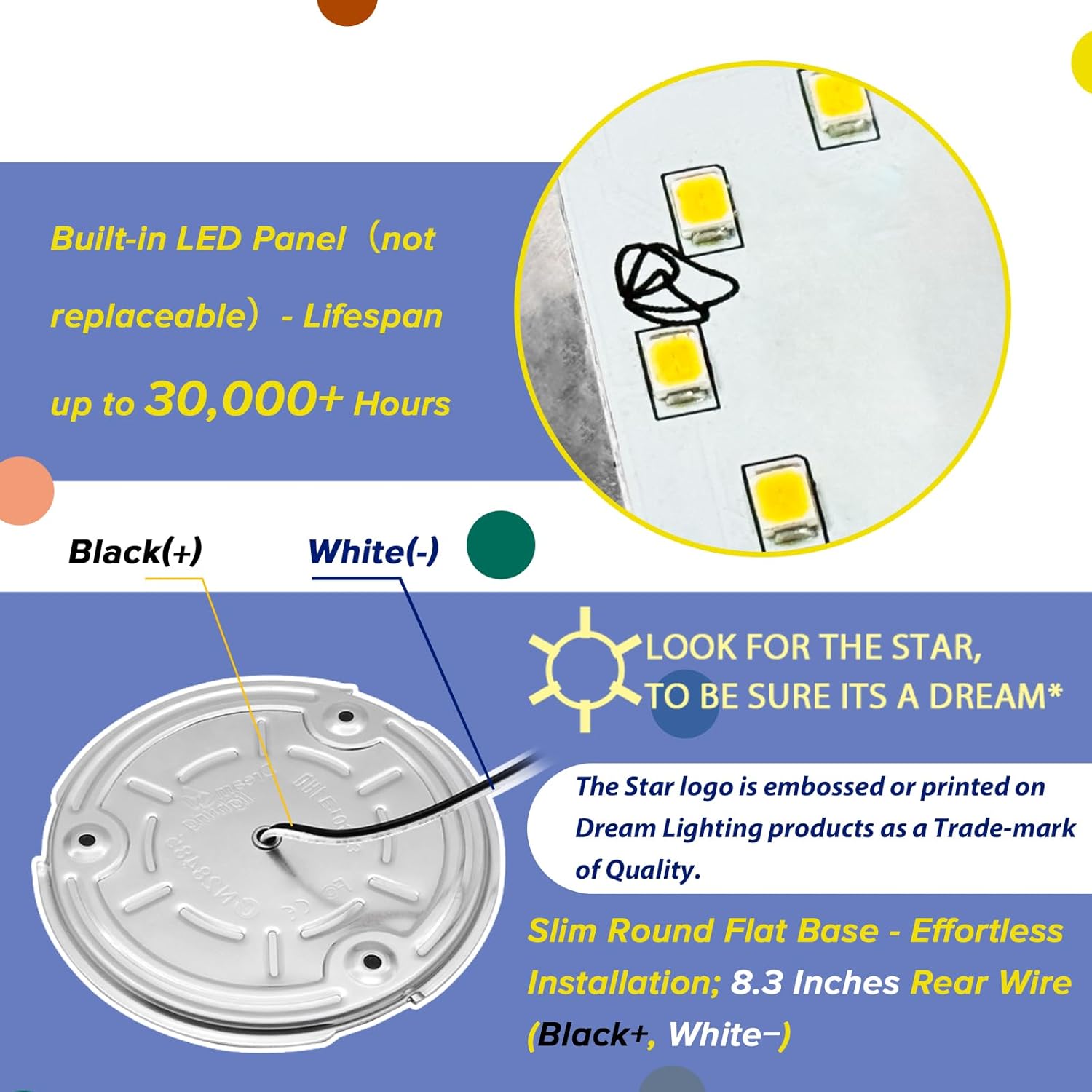 RV Lights Interior Surface Mount Led Ceiling Light for RV 3 1/2 Inch Round LED Replacement Lights 12 Volt Boat Trailer Cargo Camper Interior Light 3.7W 250Lm 3500K Soft White Lighting Fixtures, 6-Pack