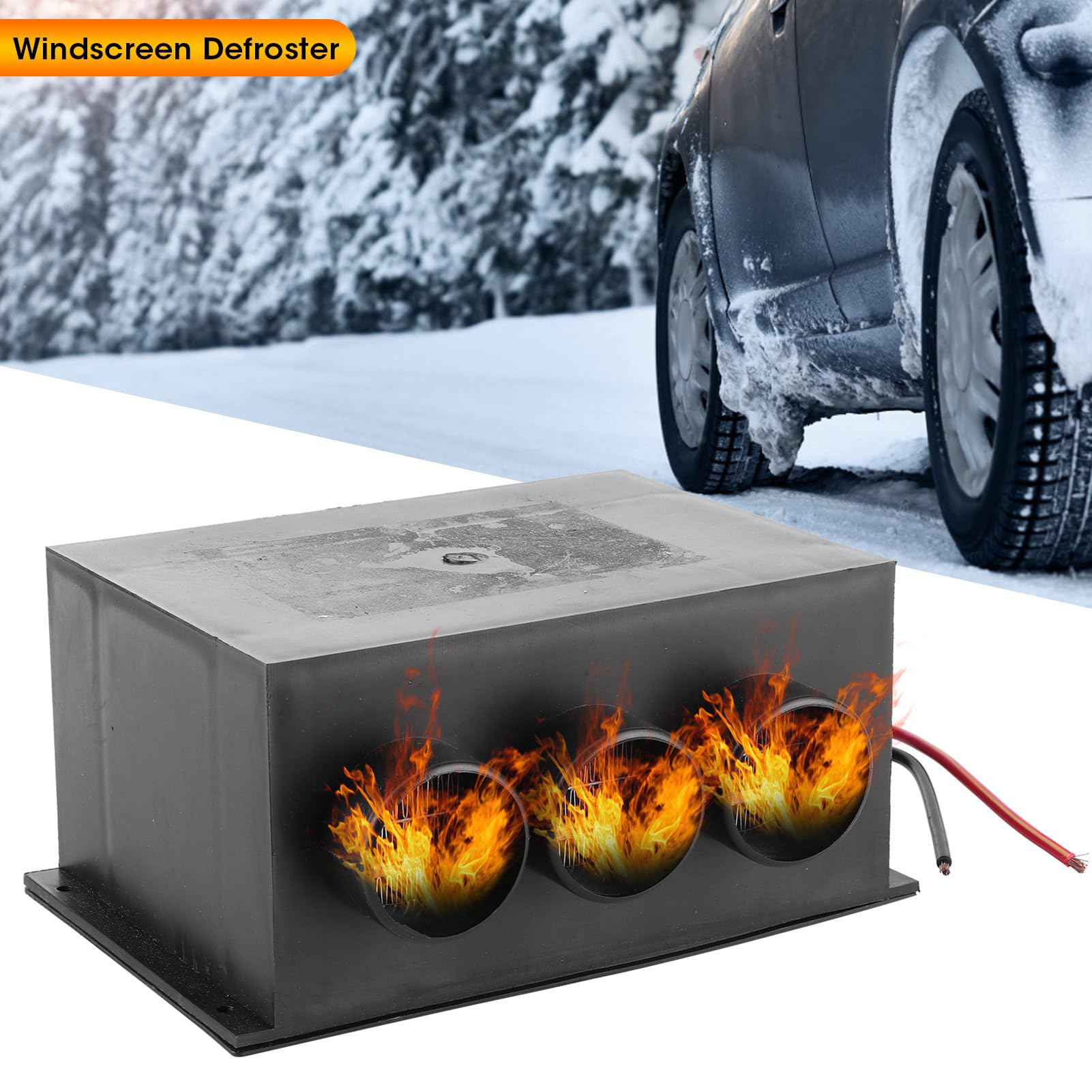 Calentador de Coche Portátil 12V, 3 Orificios de Calefacción Rápida con Función Desempañado y Desescarchado, para Parabrisas y Eliminación de Niebla, para Invierno, Viajes Diarios