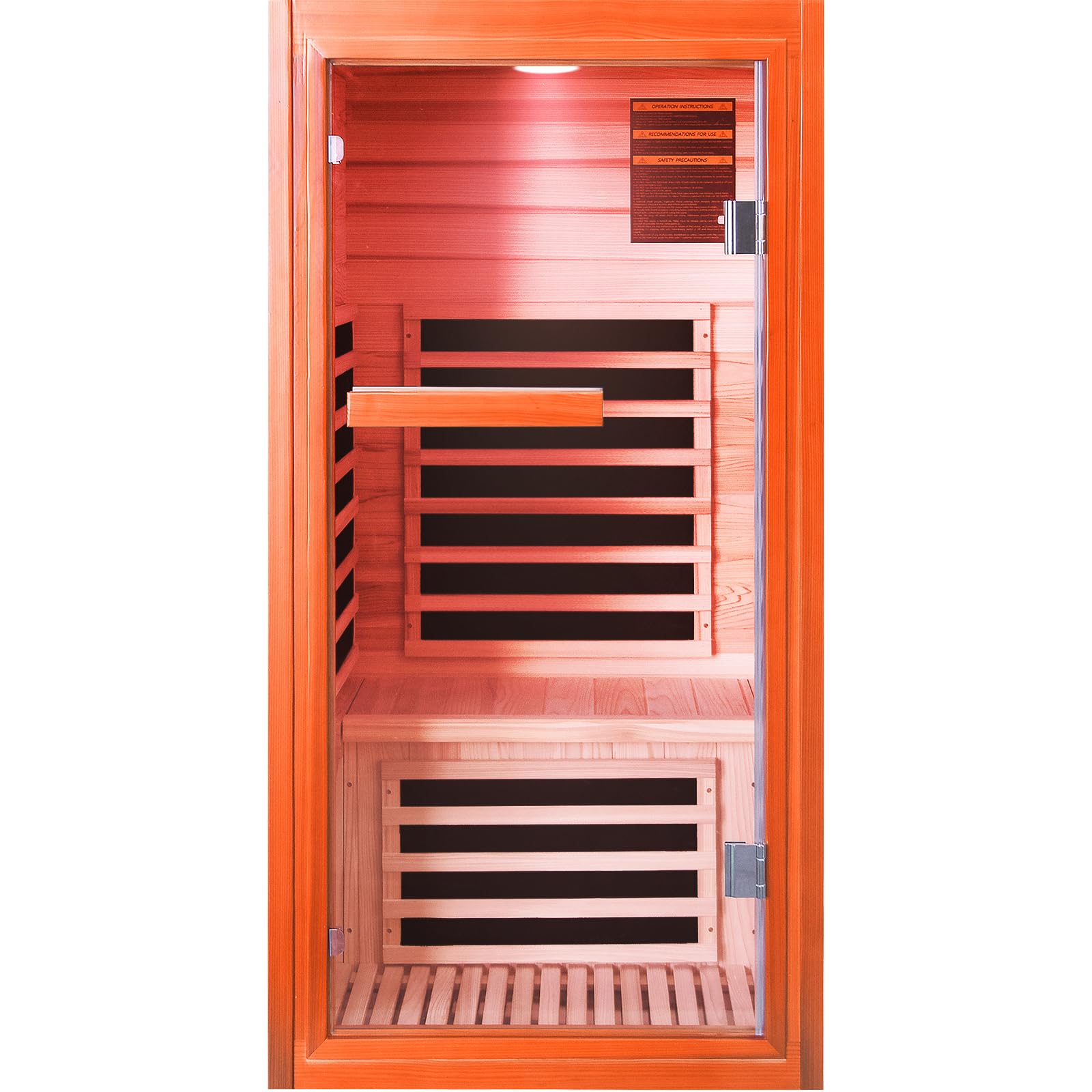 Far Infrared Sauna for Home 1 Person Indoor Wood Sauna Personal Spa Room 1065W 120V with Red Light Bluetooth Speakers 31.5"x31.5"x63"