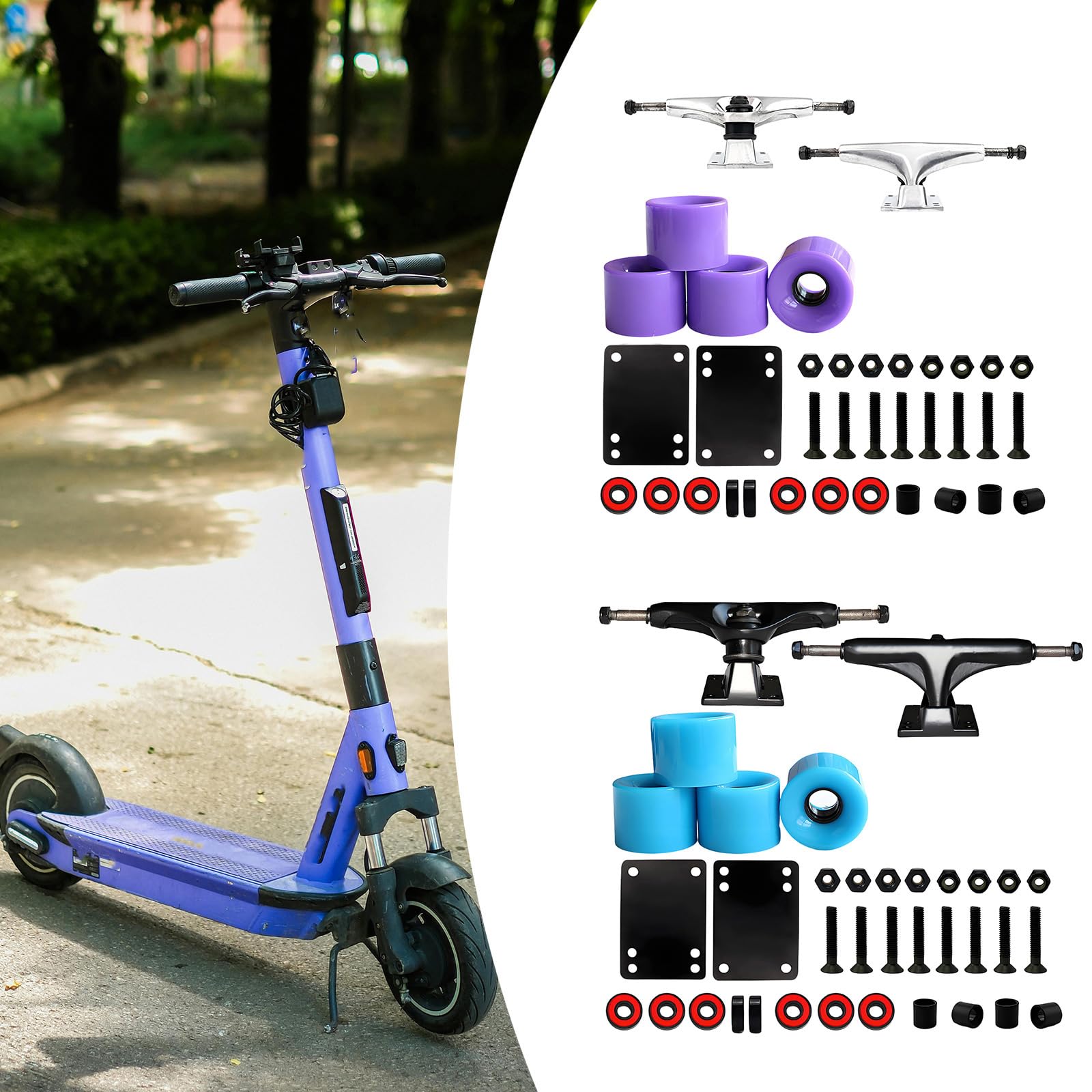 Komplettes 5-Zoll Skateboard Truck mit 60-mm Rad und Präzisionslagern für einfaches Gleiten, sanftes Rollen und Truck Set