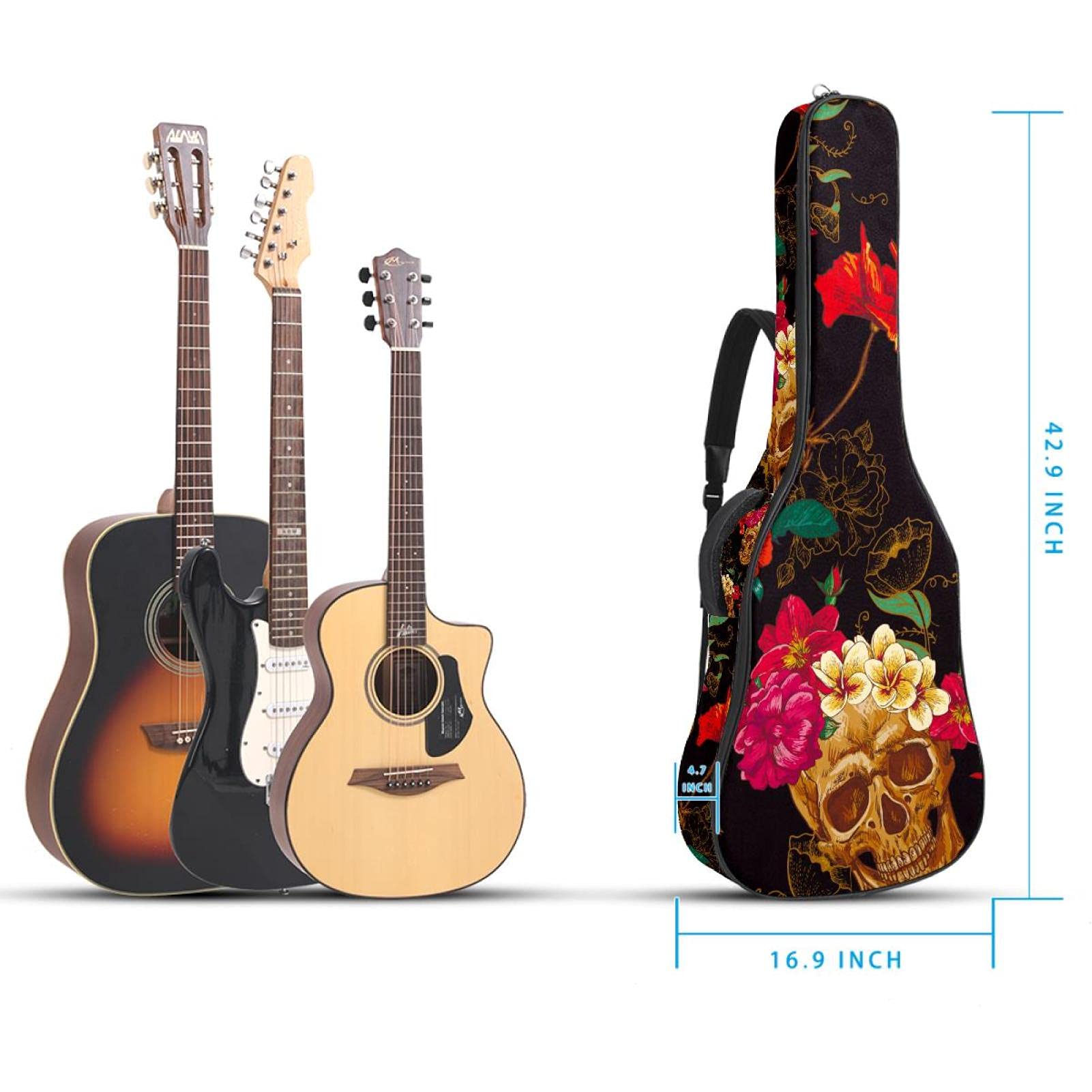 Custodia Per Chitarra Acustica Faswin 104cm - Imbottita, Impermeabile, Con Tracolla E Tasche, Nero - Foto 6