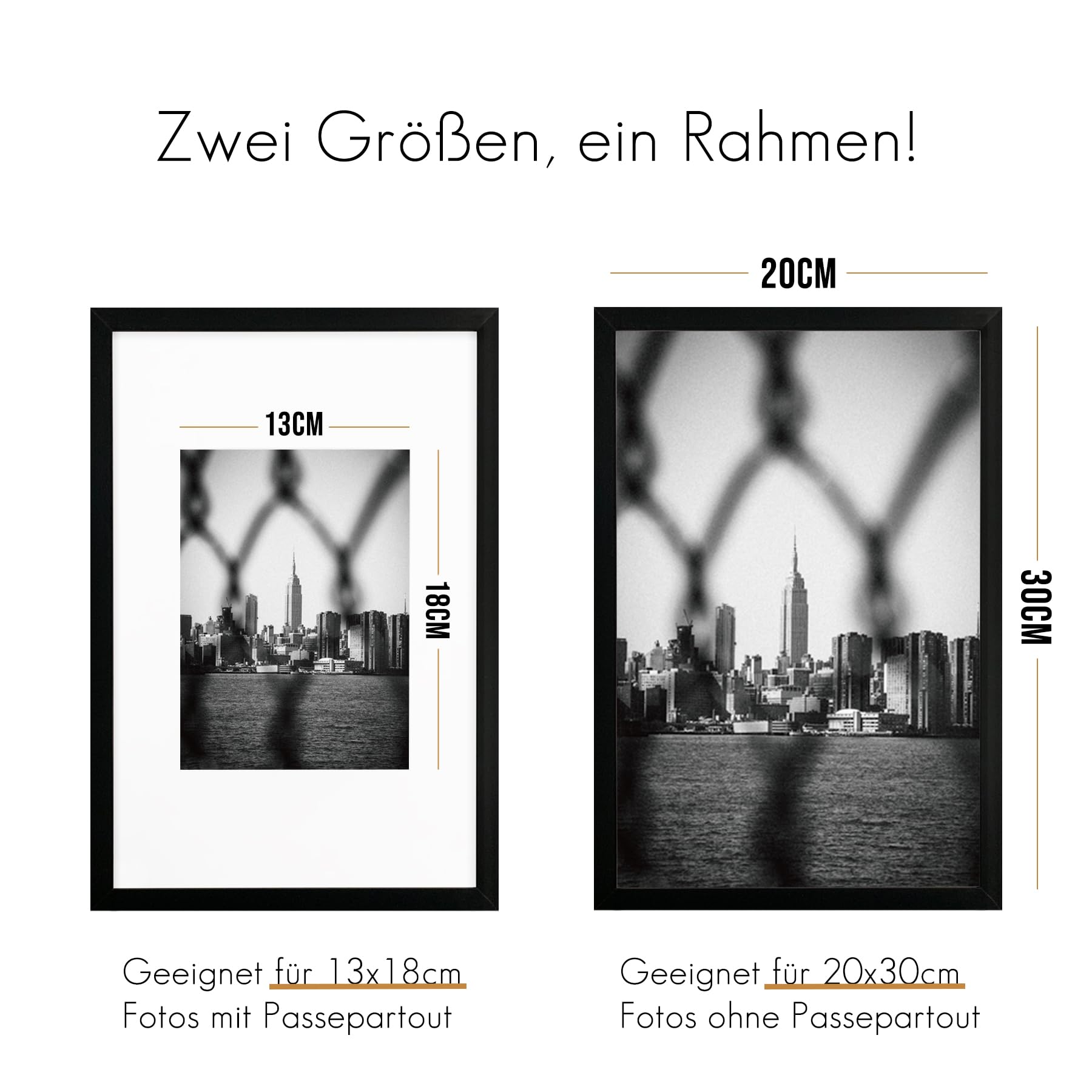 VUVUZULA Picture Frame 20 x 30 cm Black Set of 3 Photo Frames with Mount Poster Frame - Image 2