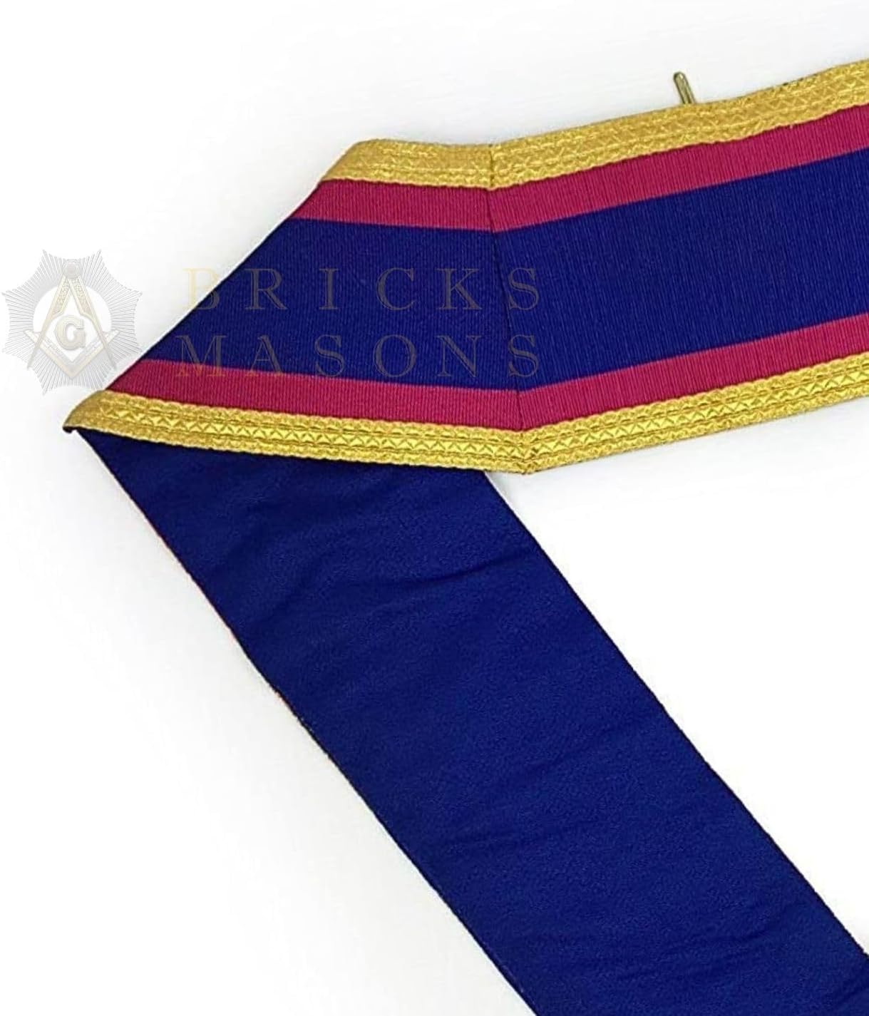 Bricks Masons Grand Officers Mark Collar - Pink & Blue with Gold Bullion