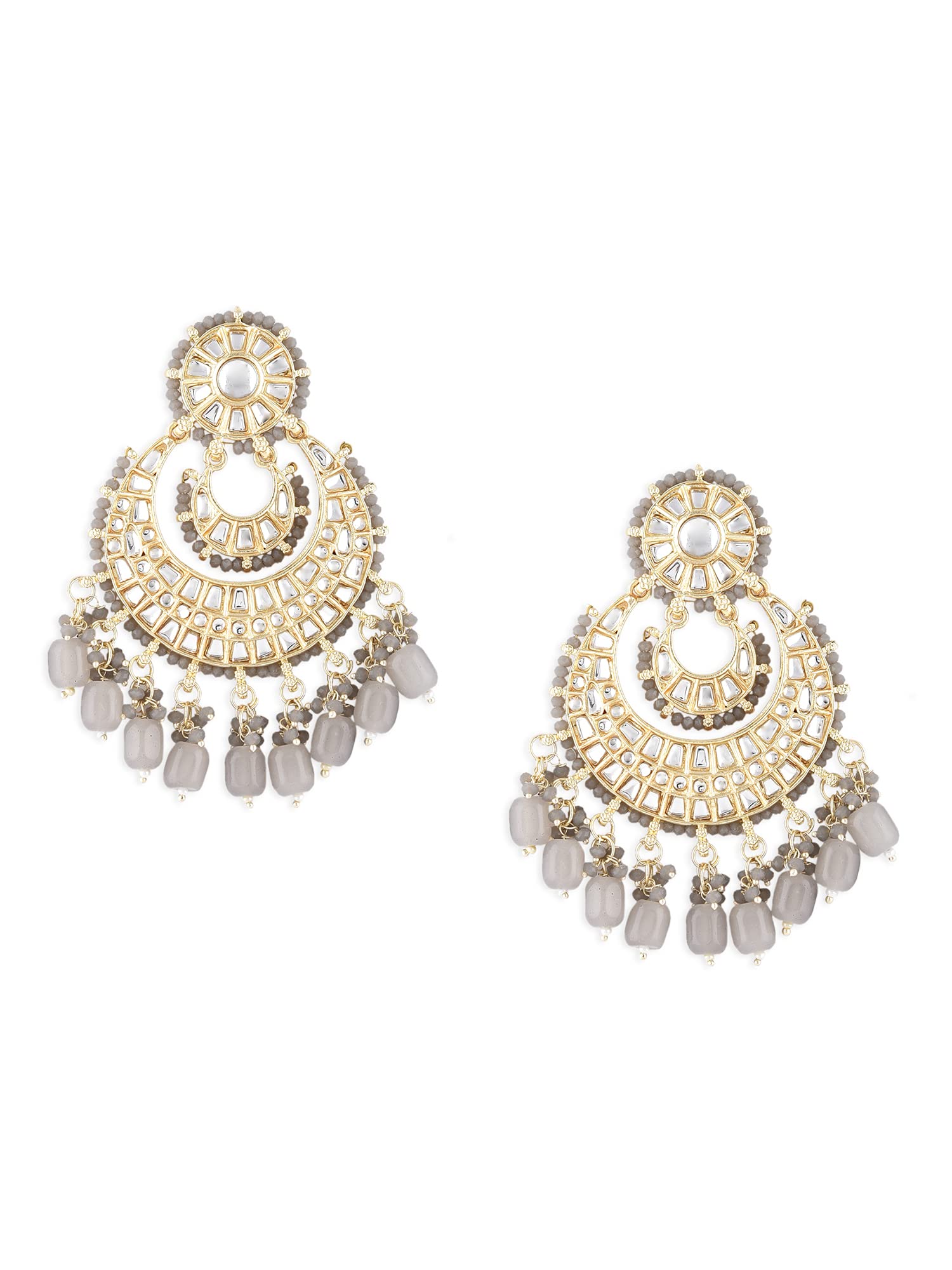 Zaveri Pearls Grey Beads Crescent Shape Kundan Chandbali Earrings For Women-ZPFK14623 (B0BCG2VN2C) Amazon Price History, Amazon Price Tracker