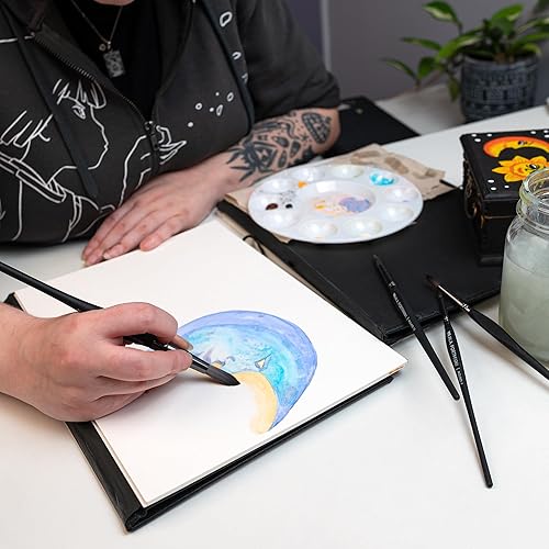 Miniatura 5 de WA Portman - Juego de 4 pinceles redondos para acuarela y acrílico, pinceles de acuarela profesionales y pinceles acrílicos con agarre cómodo