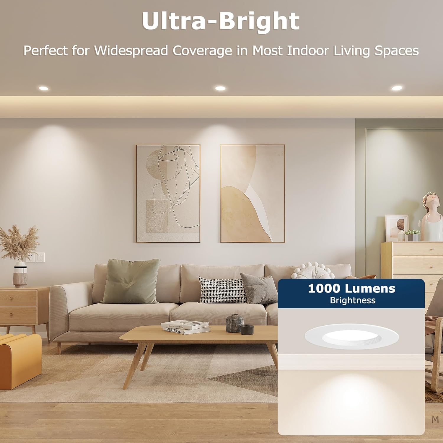 12PK 6inch 5CCT LED Recessed Lighting, 5 color Temperature in 1 light, 10-100% Dimming Range, 12W, 1000LM, 2700K/3000K/3500K/4000K/5000K Selectable, Retrofit Can Lights with Baffle Trim, ETL