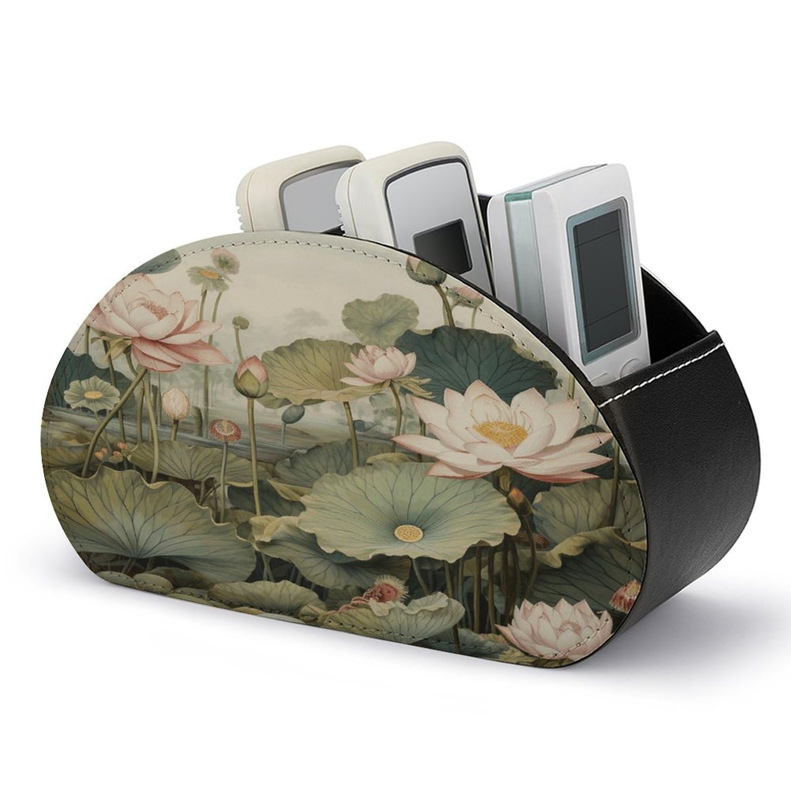 Btcowzrv Style Hand Drawn Flower Remote Control Holder With 5 Compartments