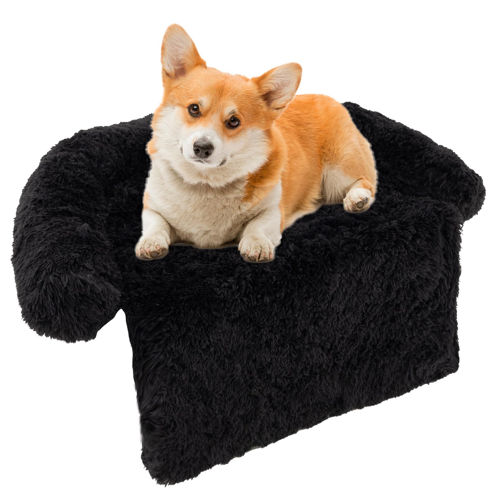 Maxmass Pet Sofa Bed, Plush Dog Couch Mat with Removable Cover and Double Anti-Slip Design, Washable Puppy Mattress for Small Medium Large Dogs Cats (S, Black)