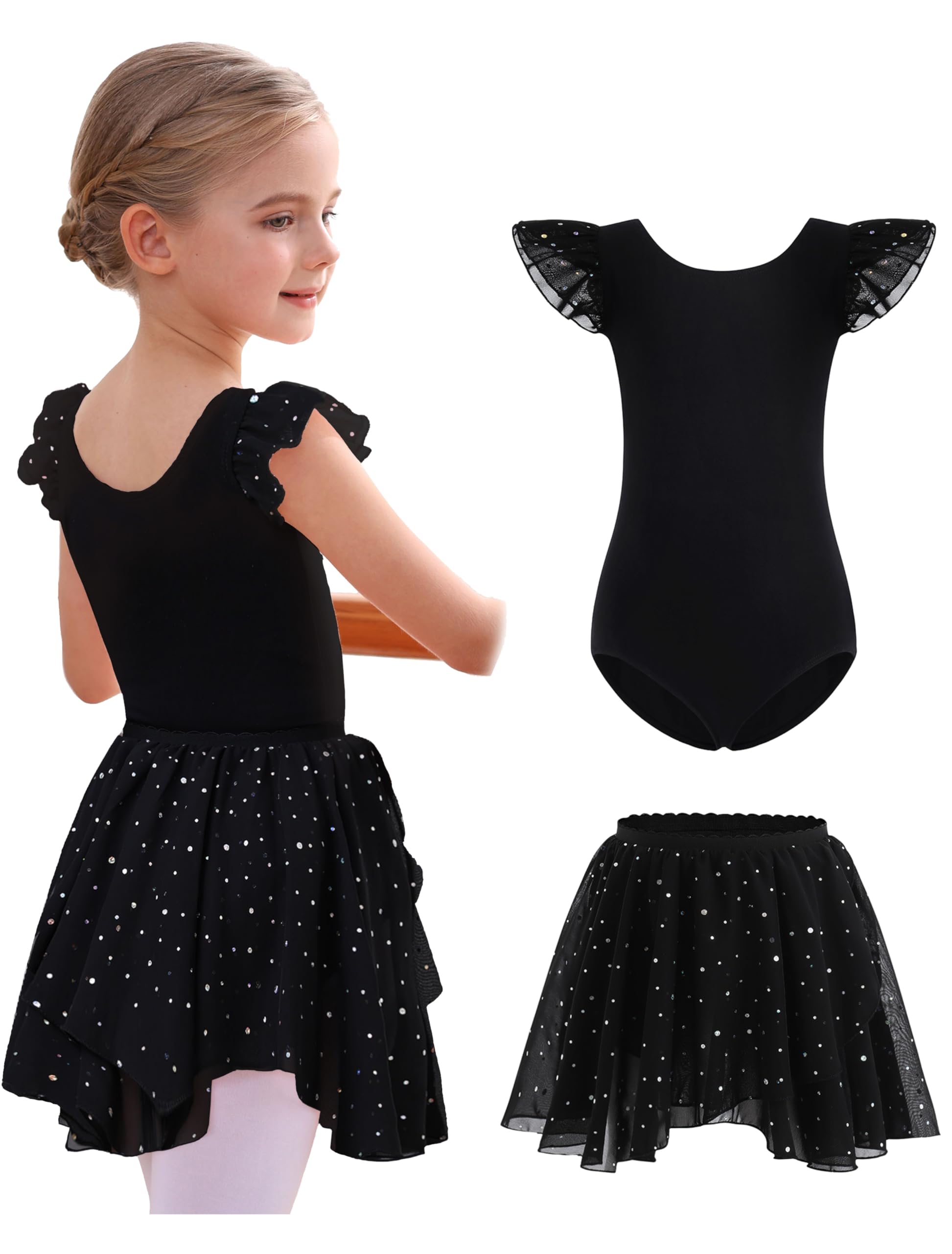 MdnMd Long Skirt Ballet Dance Leotards for Toddler Girls Ballerina Outfit Dress