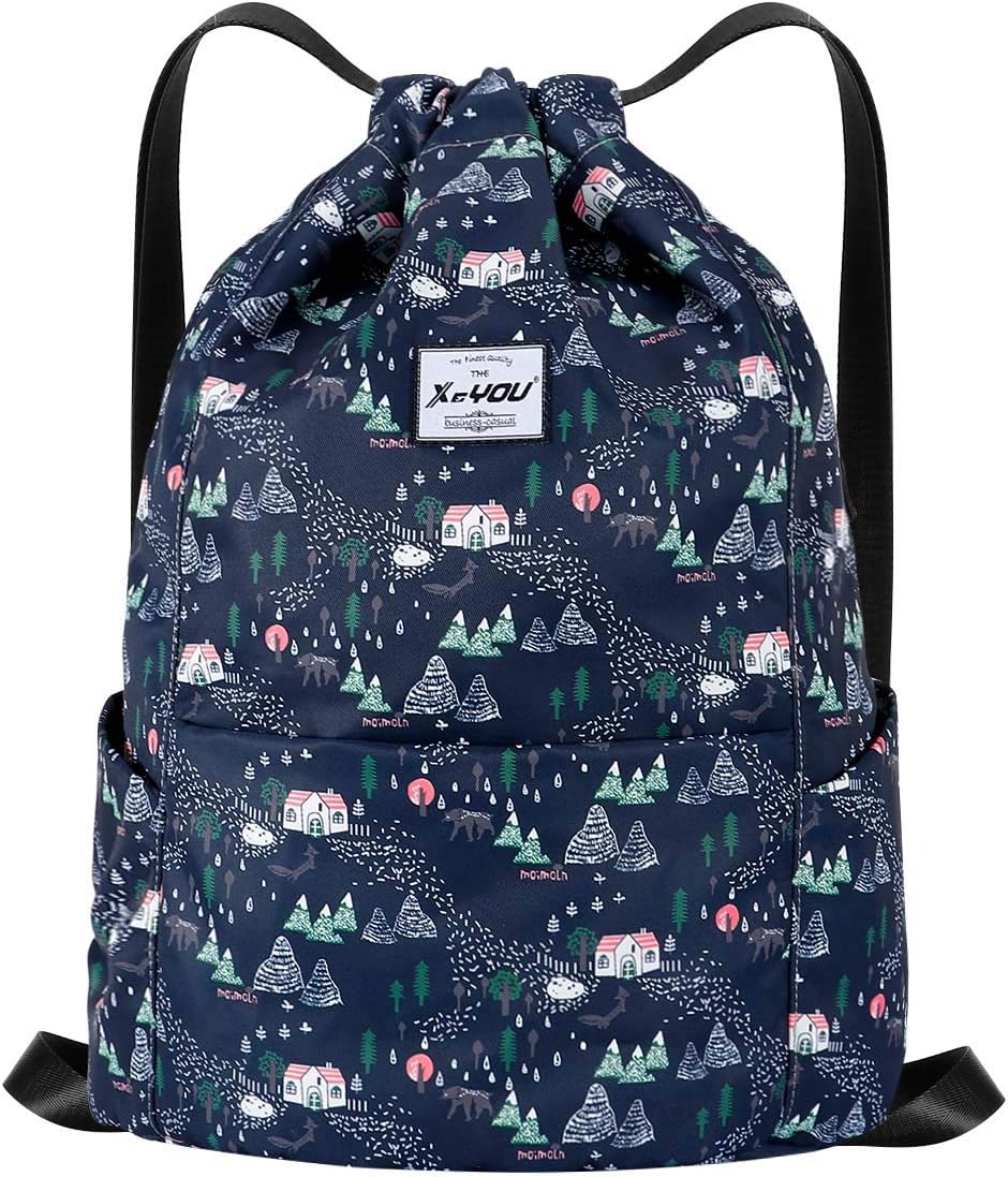 Drawstring Sports Backpack Lightweight Gym Yoga Sackpack Shoulder Rucksack Casual Outdoor Daypack for Women and Men