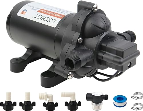 KENCIT Bomba de diafragma automática a pedido T33, bomba de presión para cocina, baño, RV, yate marino, caravana, jardín (12 V CC, 4.0 GPM, 45 PSI)