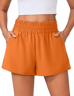 PINSPARK Women's Lightweight Athletic Shorts High Waisted