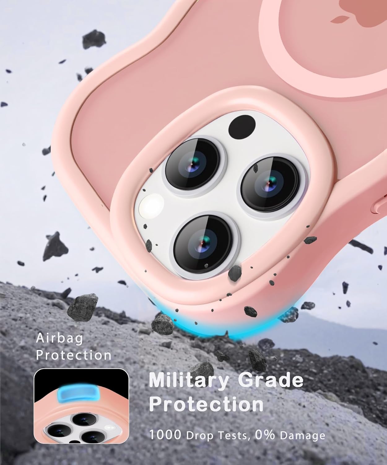 for iPhone 15 Pro Case, Compatible with Magsafe Wavy Frame Magnetic Cute Magnetic Design Translucent Matte Hard Back Silicone Bumper Shockproof Phone Case for iPhone 15 Pro Women Girls, Pink - Image 6