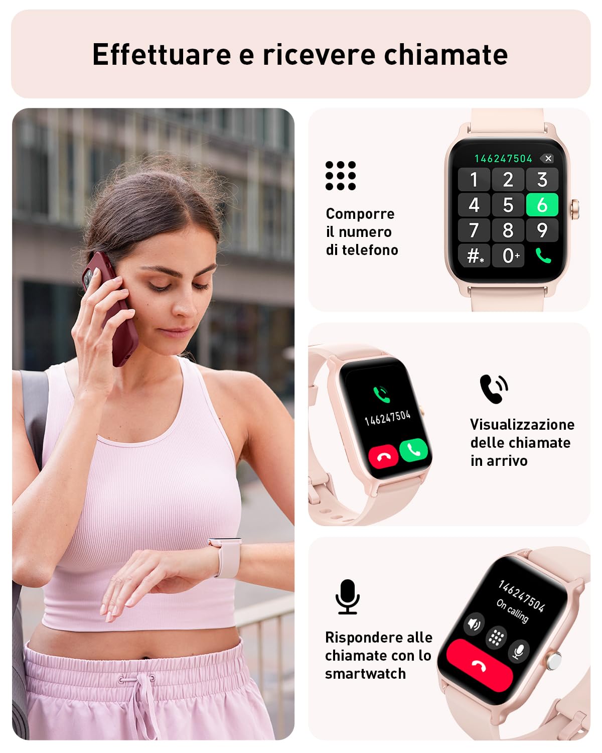 Smartwatch Donna, 1.8" Orologio Smartwatch Chiamate e Risposta, Alexa Integrato Fitness Tracker con Contapassi Cardiofrequenzimetro SpO2 Sonno,110 Modalità Sport, Impermeabile IP68 per Android iOS