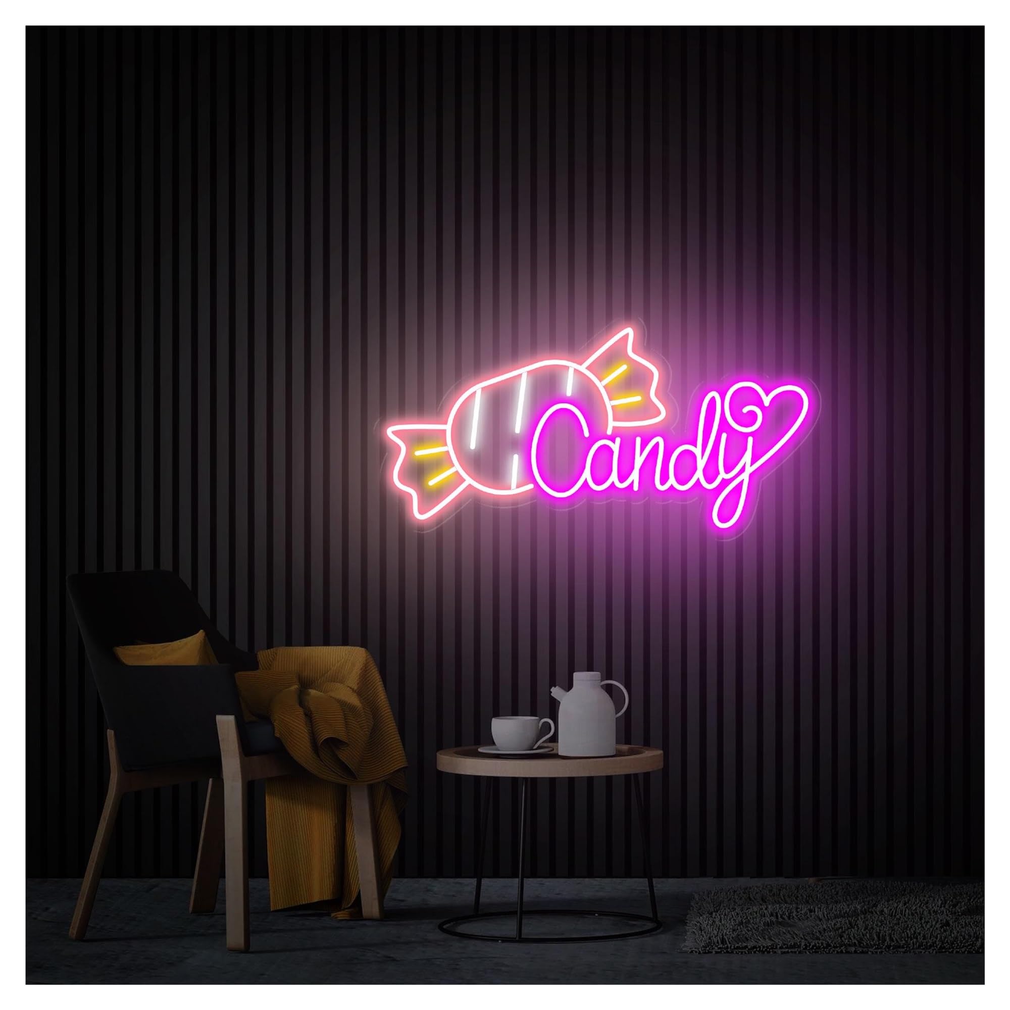 RONGCH Hanging Art Signs Candy Neon Sign,Suitable for Lollipop Shop Home Bar Decor with Dimmable 26cmx50cm(B)