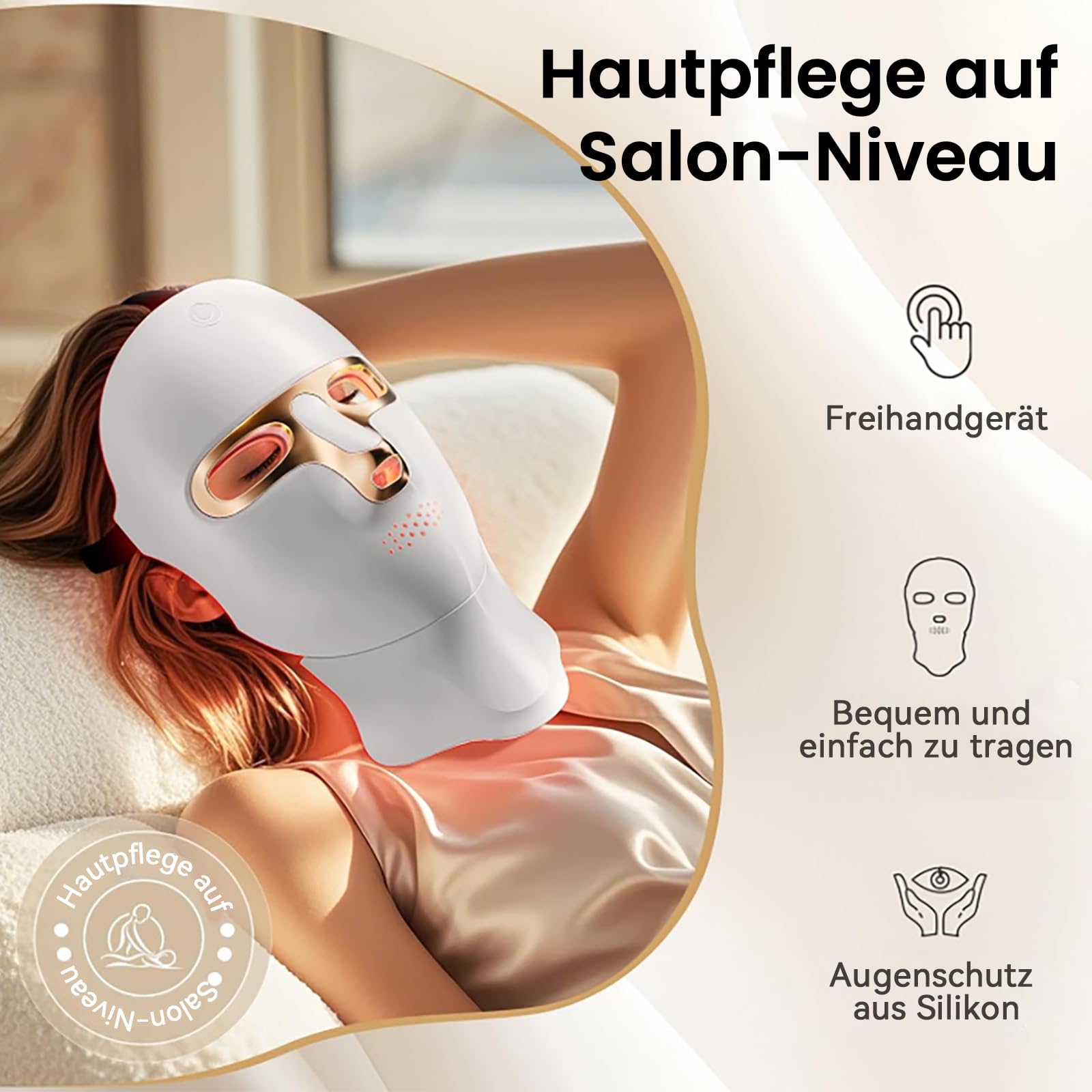 LED Gesichtsmaske –7 Farben Rotlicht & Nahinfrarotlicht, Anti-Aging Led LED Maske & Neck lichttherapie, 120pcs LED, Hard Shell/USB-C, Fernbedienung