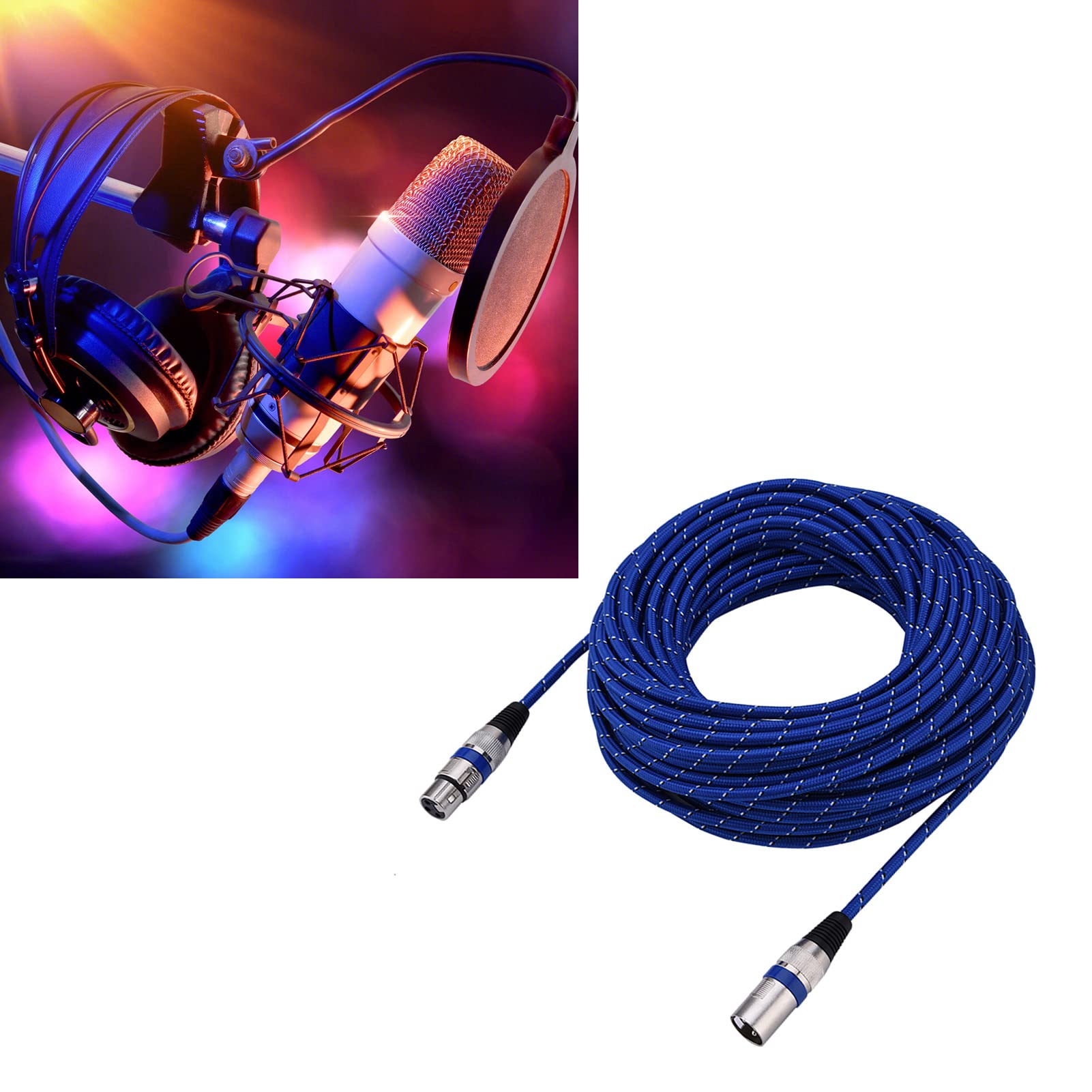 Socobeta Cable Micro Cable Mini XLR Macho a Hembra Balance Balance 3pin Micrófono MIC Cable de Audio 1M-20M(20 metros)