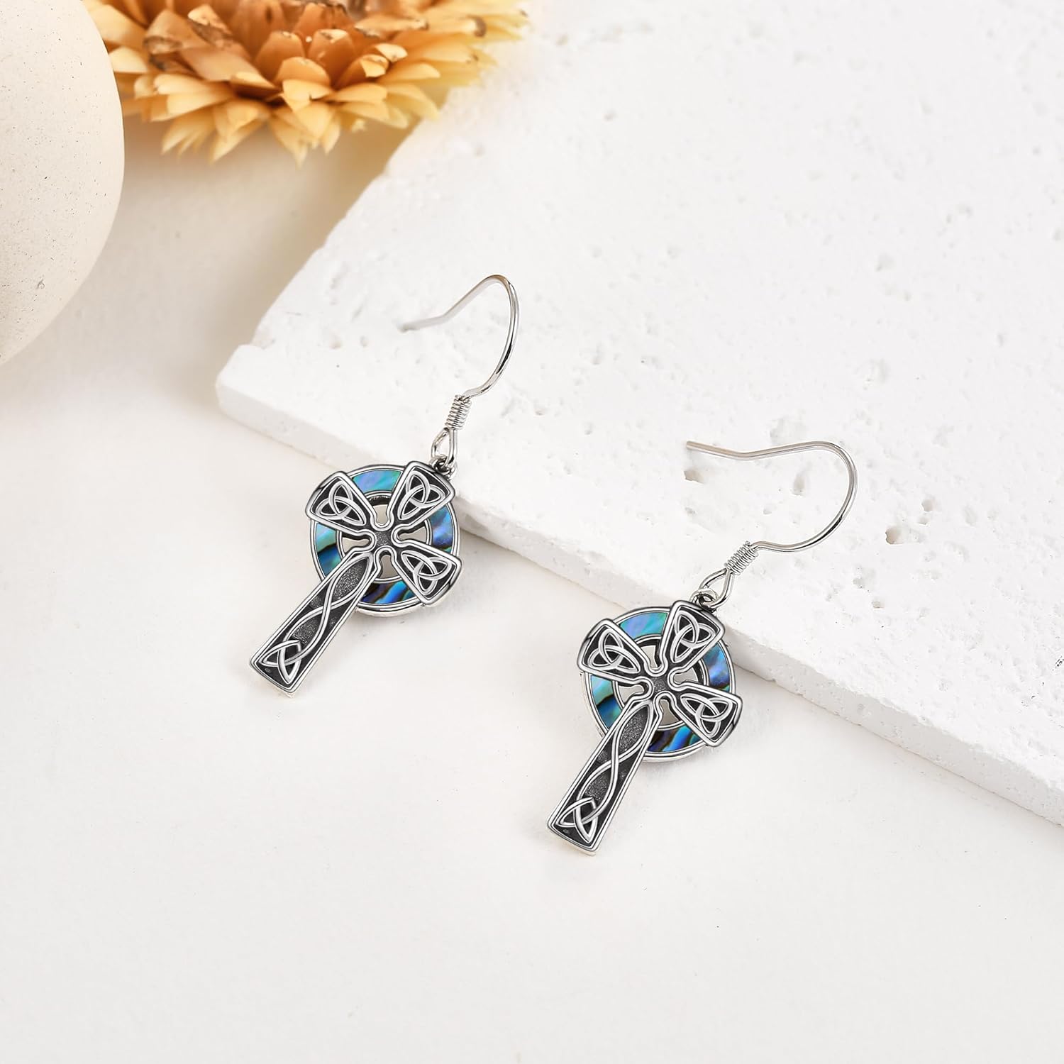 Celtic Knot Cross Earrings Sterling Silver Celtic Knot Cross Dangle Drop Earrings Religious Jewelry Gift for Women - Image 2