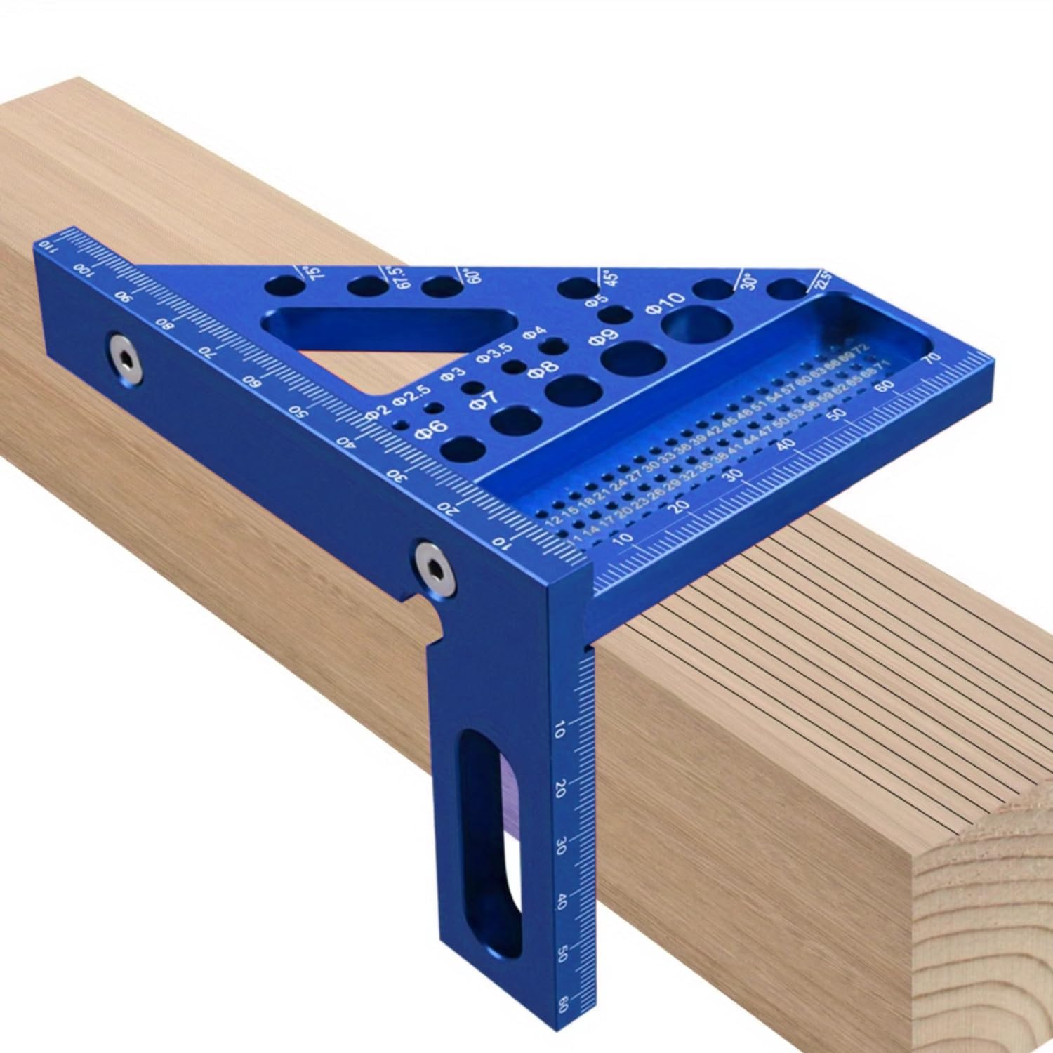 3D Multi-Angle Carpenter Square, 22.5-90° Angle Protractor, Aluminum Alloy Triangle Ruler, Precise Measurement Tool for Carpentry and Engineers (Blue)