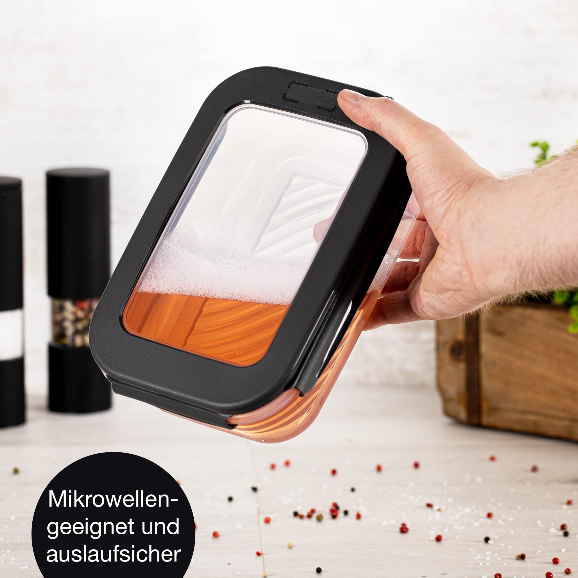 Moritz & Moritz 3 x vershouddozen met deksel van kunststof, 0,5/1,4/2,8 liter, luchtdicht en lekvrij, set met klikfunctie, magnetronbestendig