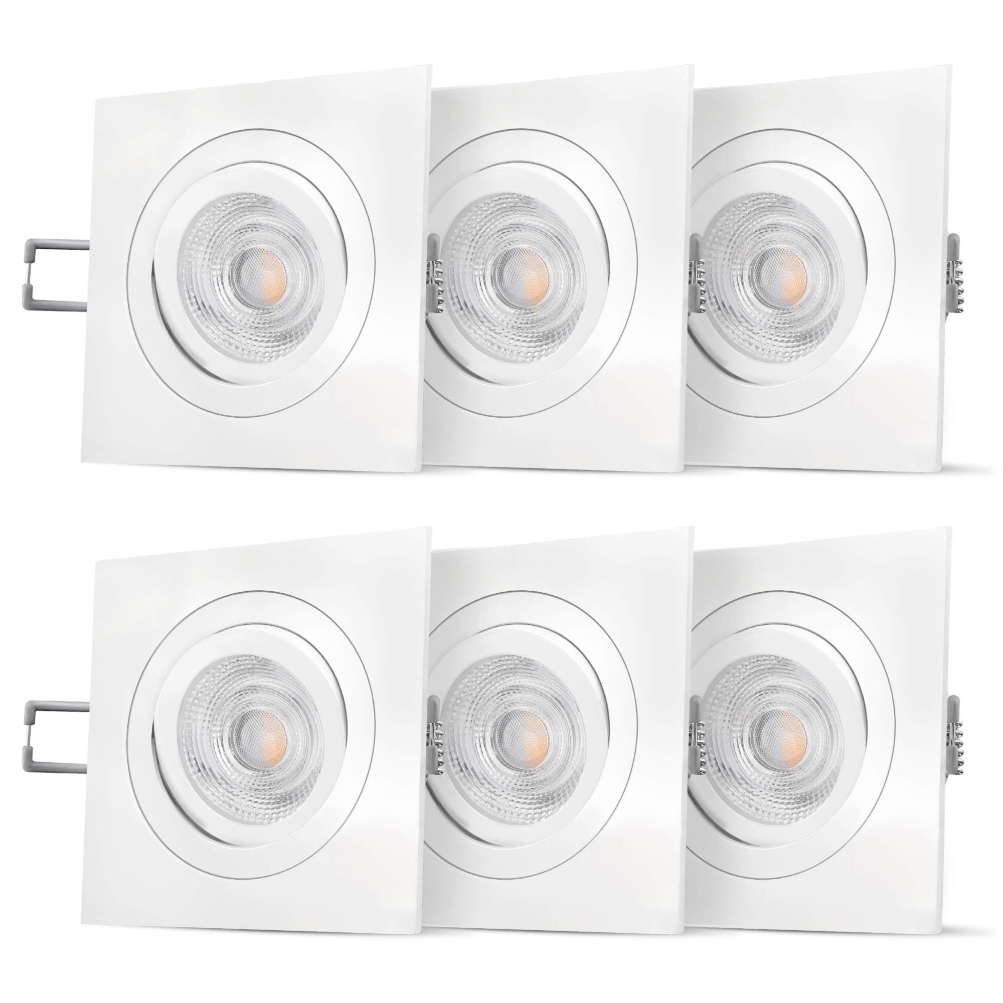 Juego De 6 Focos Empotrables Redondos Negros GU10 50mm Giratorios E Inclinables Ip44 2 Luces Alberto 96544530