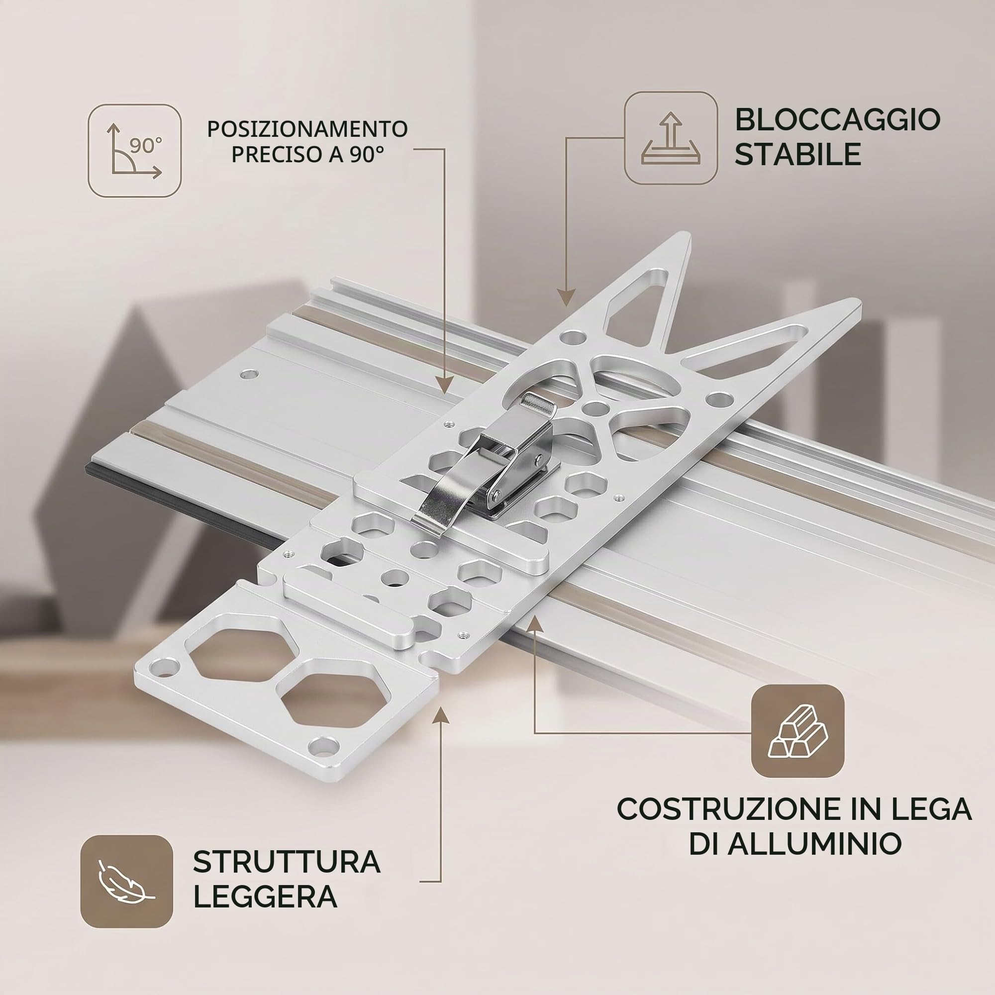 Circolare Ad Angolo Retto Binario di Guida Angolo di Arresto a Binario Accessori Quadrati Compatibili con e Binario di Guida Lavorazione del Legno Guida Ad Angolo Retto