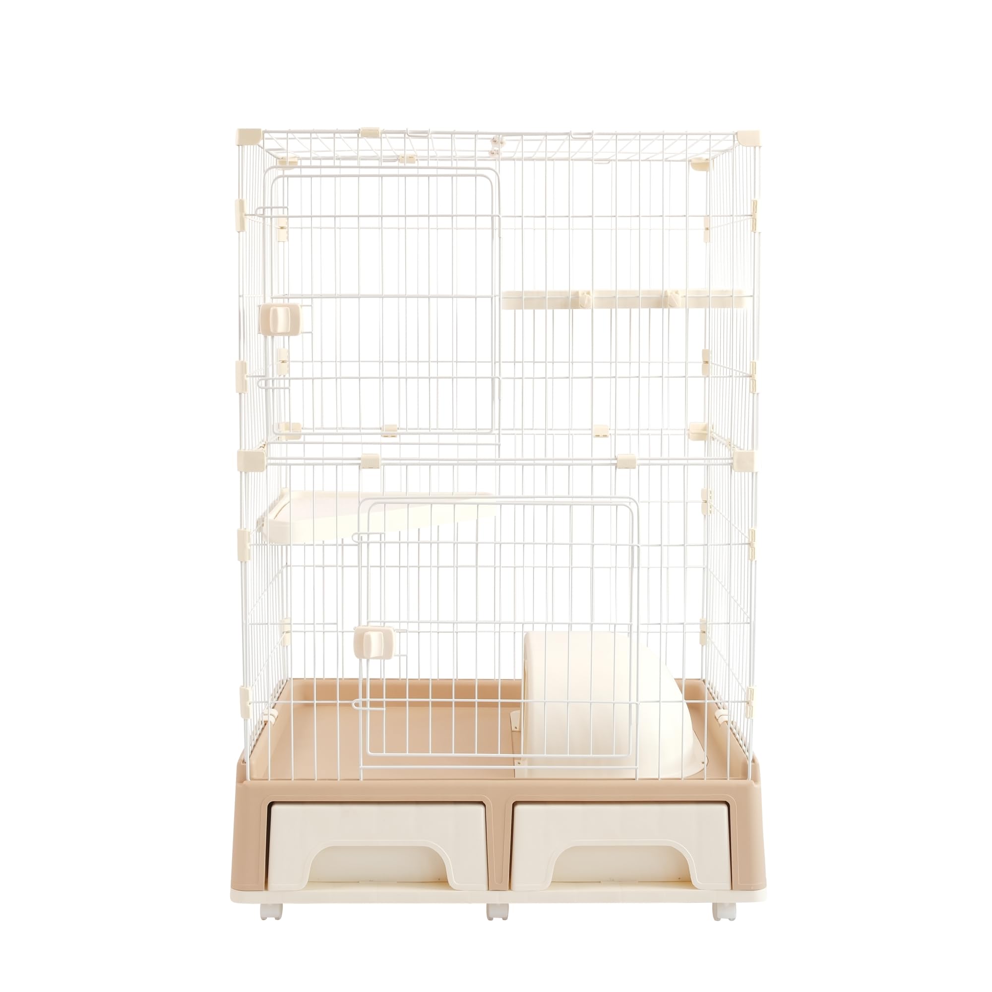 Amazon | MOTASAN ドーム型トイレ付きキャットケージ 2段 収納箱付き猫