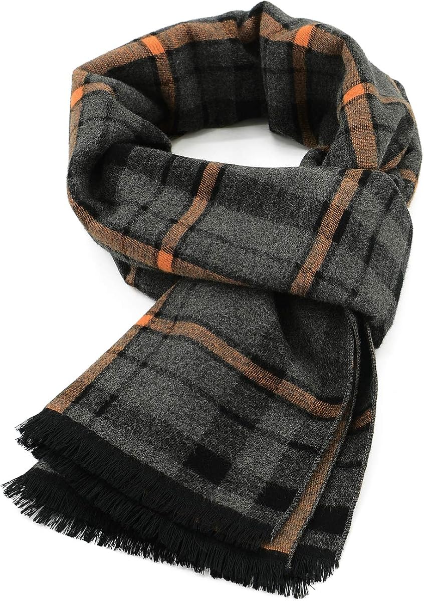 American Trends Bufanda larga y suave de invierno para hombre, bufanda con borlas a cuadros para hombres, bufandas clásicas suaves