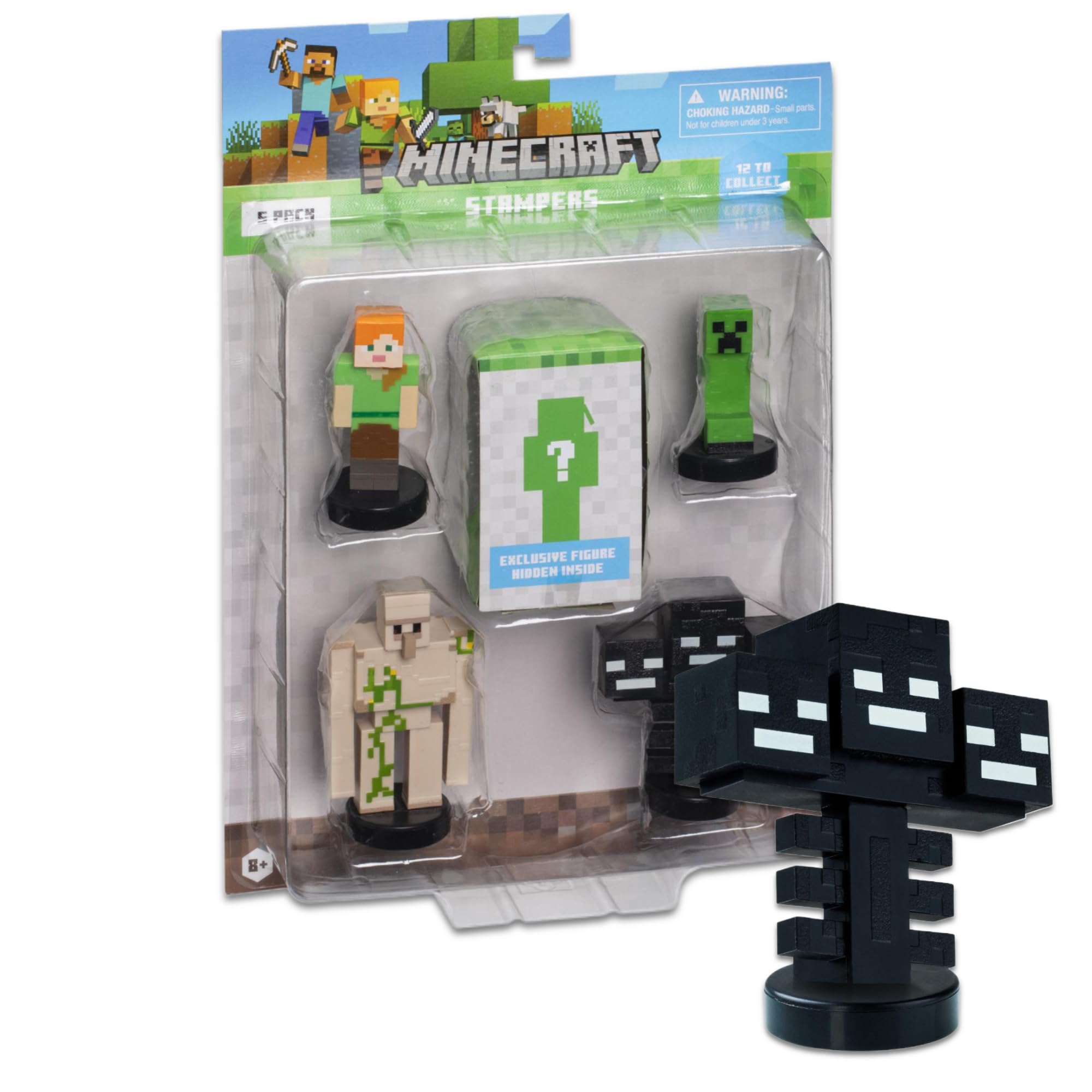 P.M.I. Licensed Mine Craft Self-Inking Stampers | Deluxe 5 Pack Collector Sets - Game Signature Style Mine Craft Characters - 2.5in. Tall (Alex