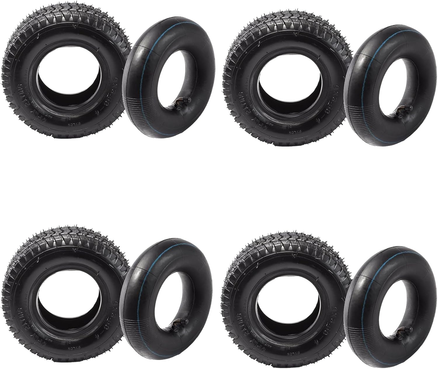 9x3.50-4 Scooter Tire and Inner Tube 9x3.5-4 9x3.50x4 for Mini ATV Quad Go Kart Petrol Electric Gas Skateboard Mini Choppers Garden Lawnmower Tractor with Bent Valve Stem (4 Pack)