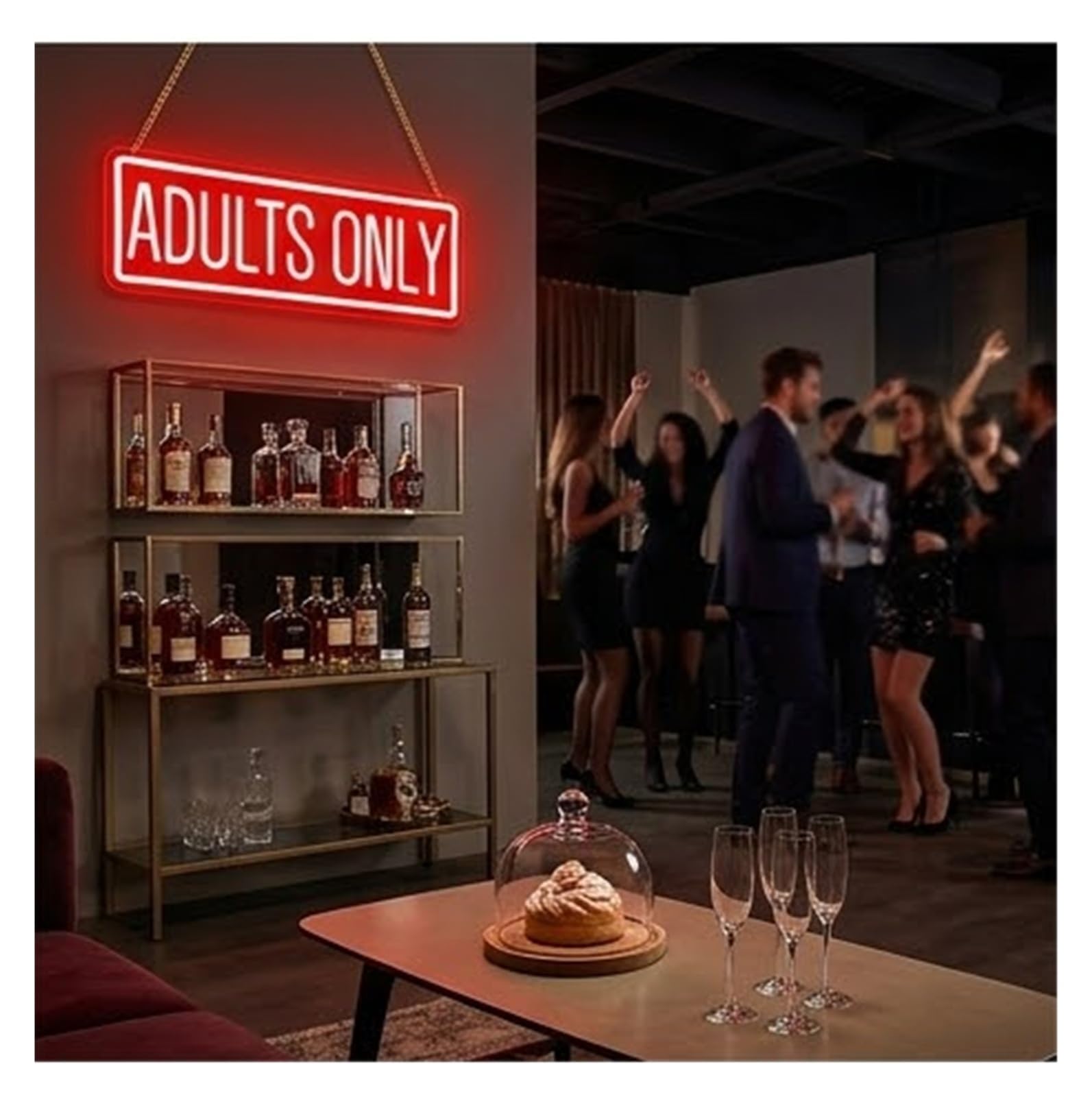 Luz de Diseño de Digital Letrero De Neón Rojo Intenso Con La Leyenda Solo Adultos: Decoración De Pared Versátil Para Fiestas, Dormitorios Y Cuevas Masculinas. Alimentado Por USB 16Cm×40Cm