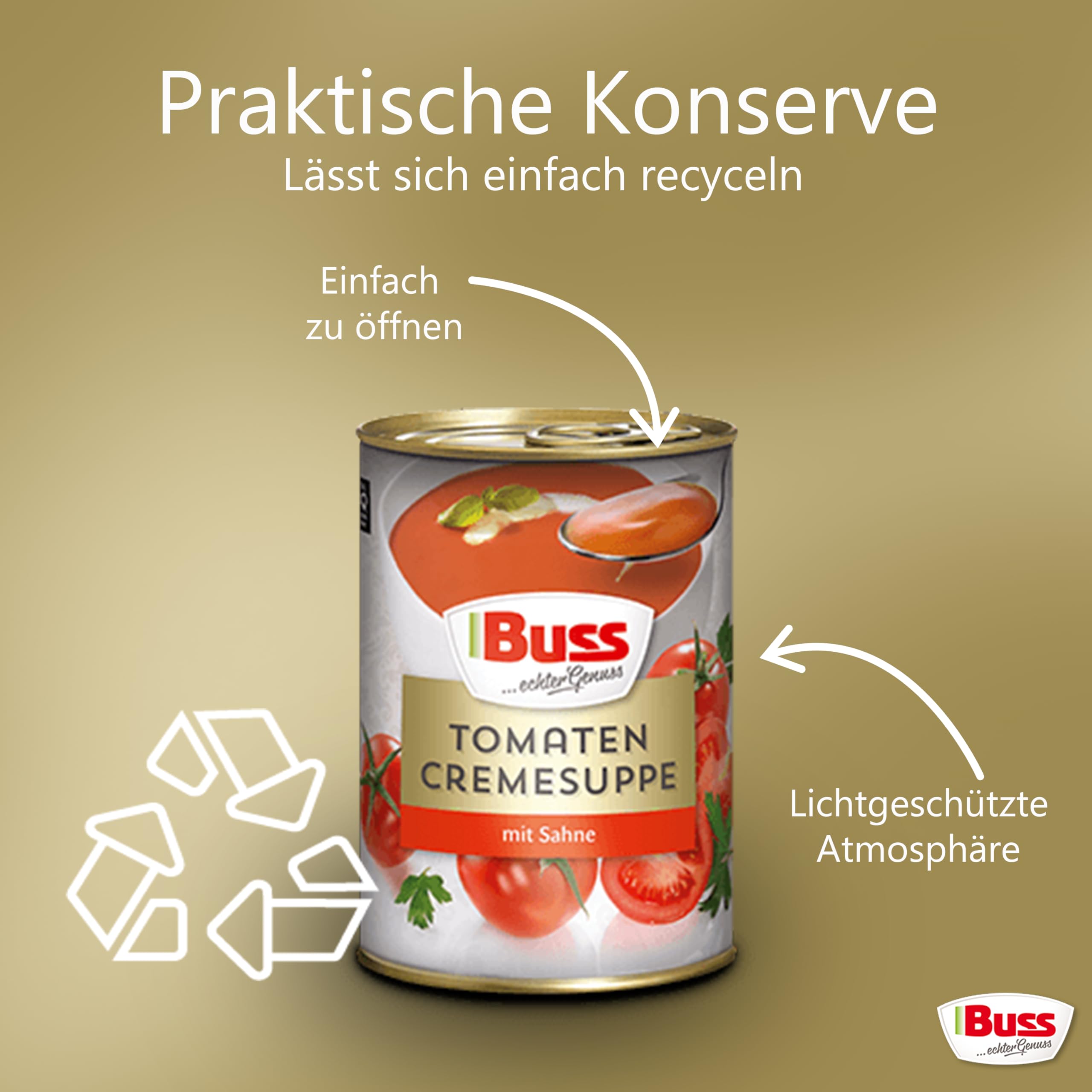 Buss Klassische Suppen - Tomatensuppe verfeinert mit Sahne, 12 x 400g