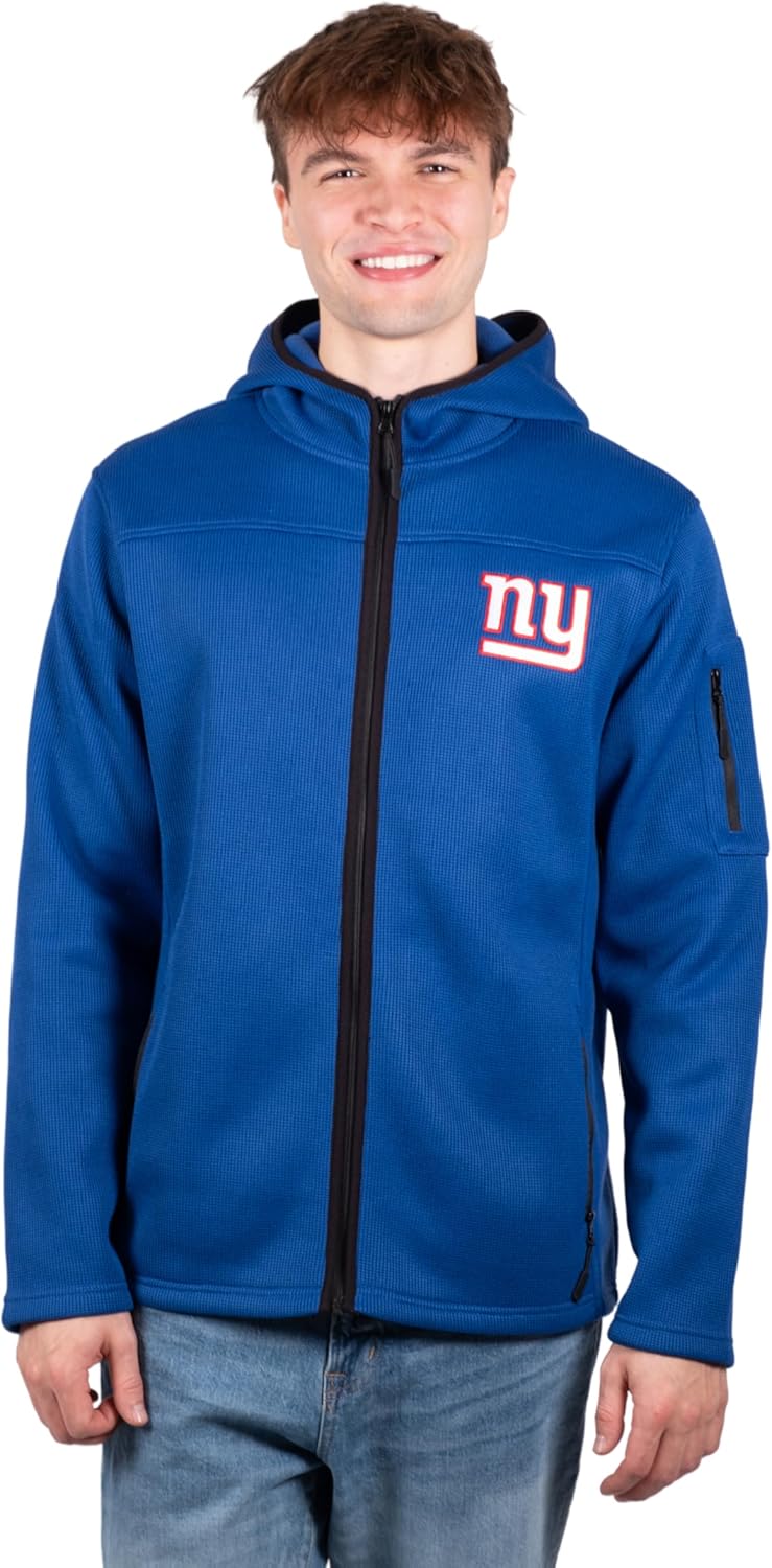 Ultra Game NFL Men's Extra Soft Fleece Full Zip Hooded Sweatshirt Jacket