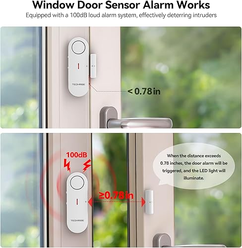 Miniatura 4 de TechRise Alarma y timbre 2 en 1, sensor de alarma de puerta fácil de instalar, ajuste de volumen de 3 niveles, piscina, niños y seguridad en el