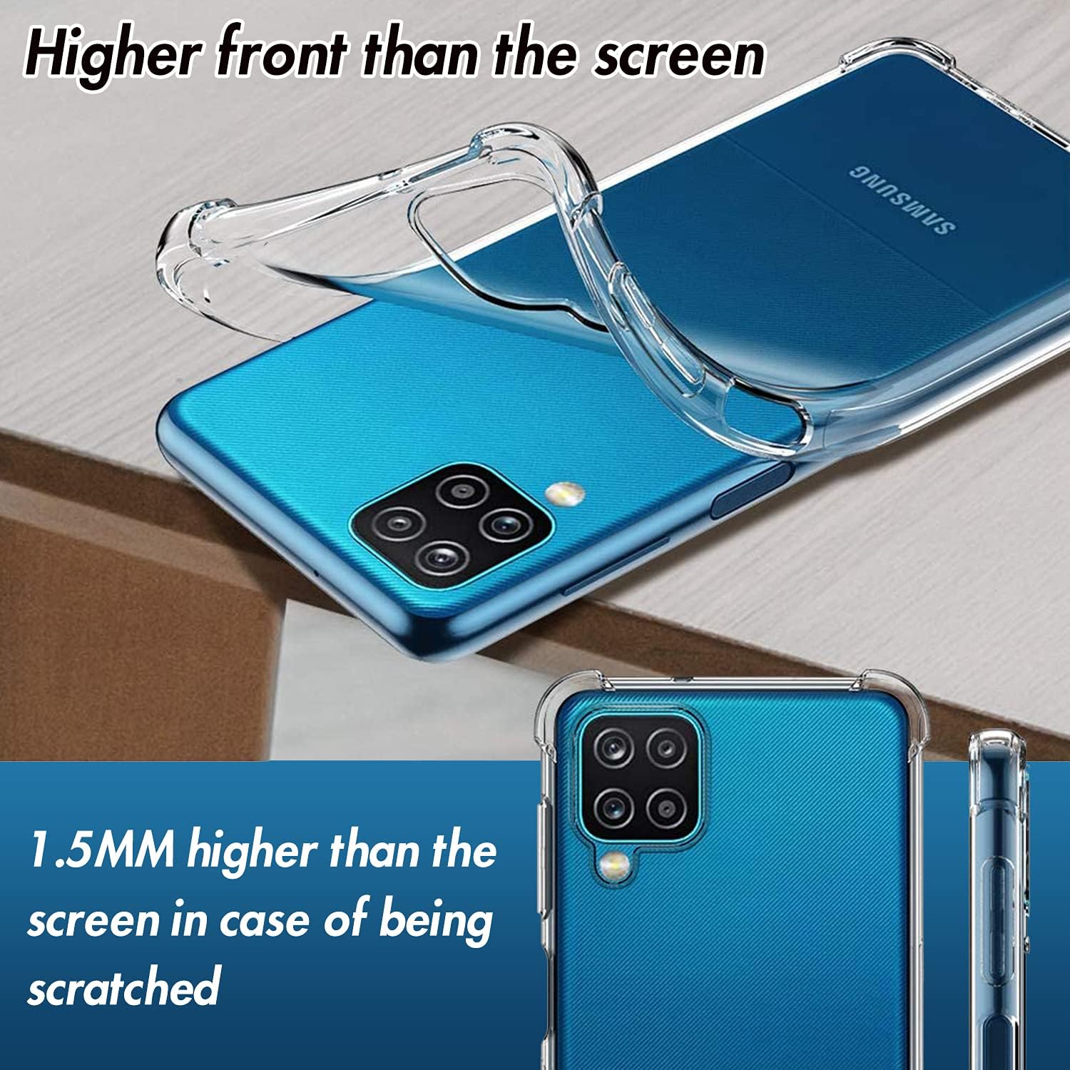 Hamnor Compatible with Samsung Galaxy A12 Case, A12 Phone Case, Flexible Thin Cover, Shockproof Bumper, Ultra Slim Fit Soft TPU Rubber Clear Phone Case Protective Cover for Samsung Galaxy A12 (Clear)