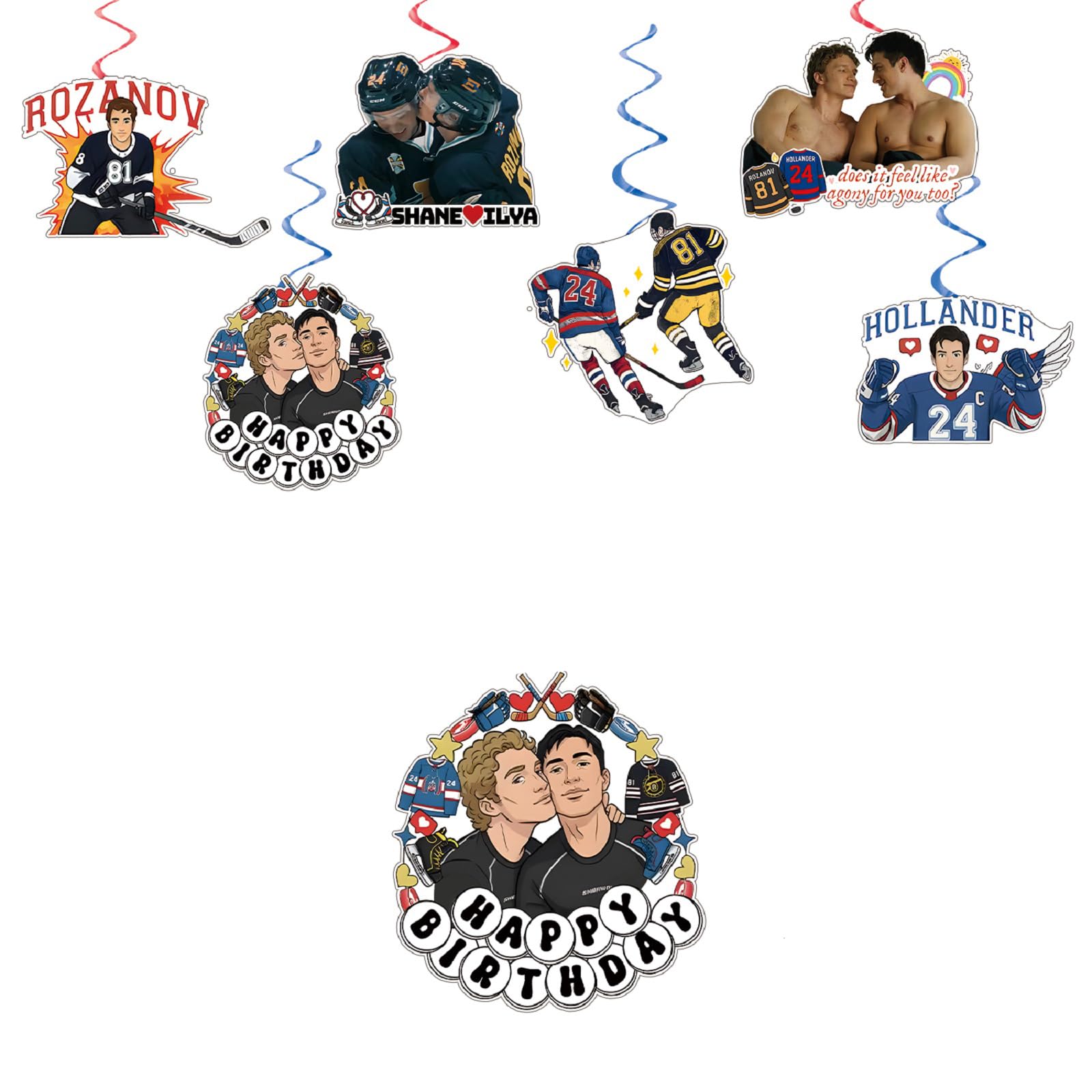 Heated Rivalry Birthday Decorations Kit with Balloons,Happy Birthday Banner,Cake Topper Party Decorations Supplies Gay Hockey Romance Hollander&Rozanov Party Heated Rivalry Merch for Fans