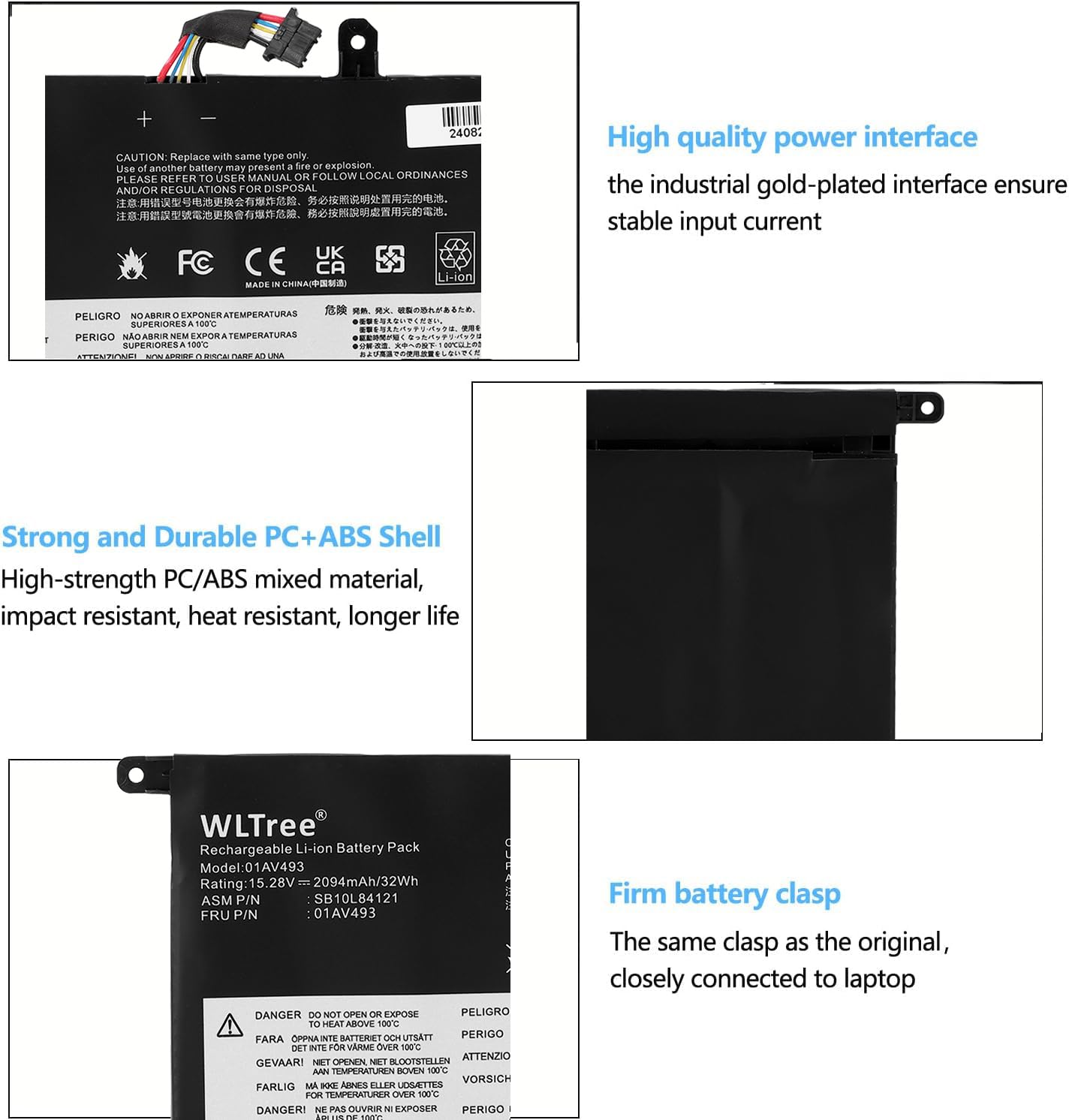 WLTree 32Wh 01AV493 Batterij voor Lenovo ThinkPad T570 T580 P51s P52s Series Notebook 01AV493 00UR890 00UR891 00UR892 SB10L84123 SB10L84122 SB10L84121 4ICP6/38/65 4ICP6/38/64 Battery