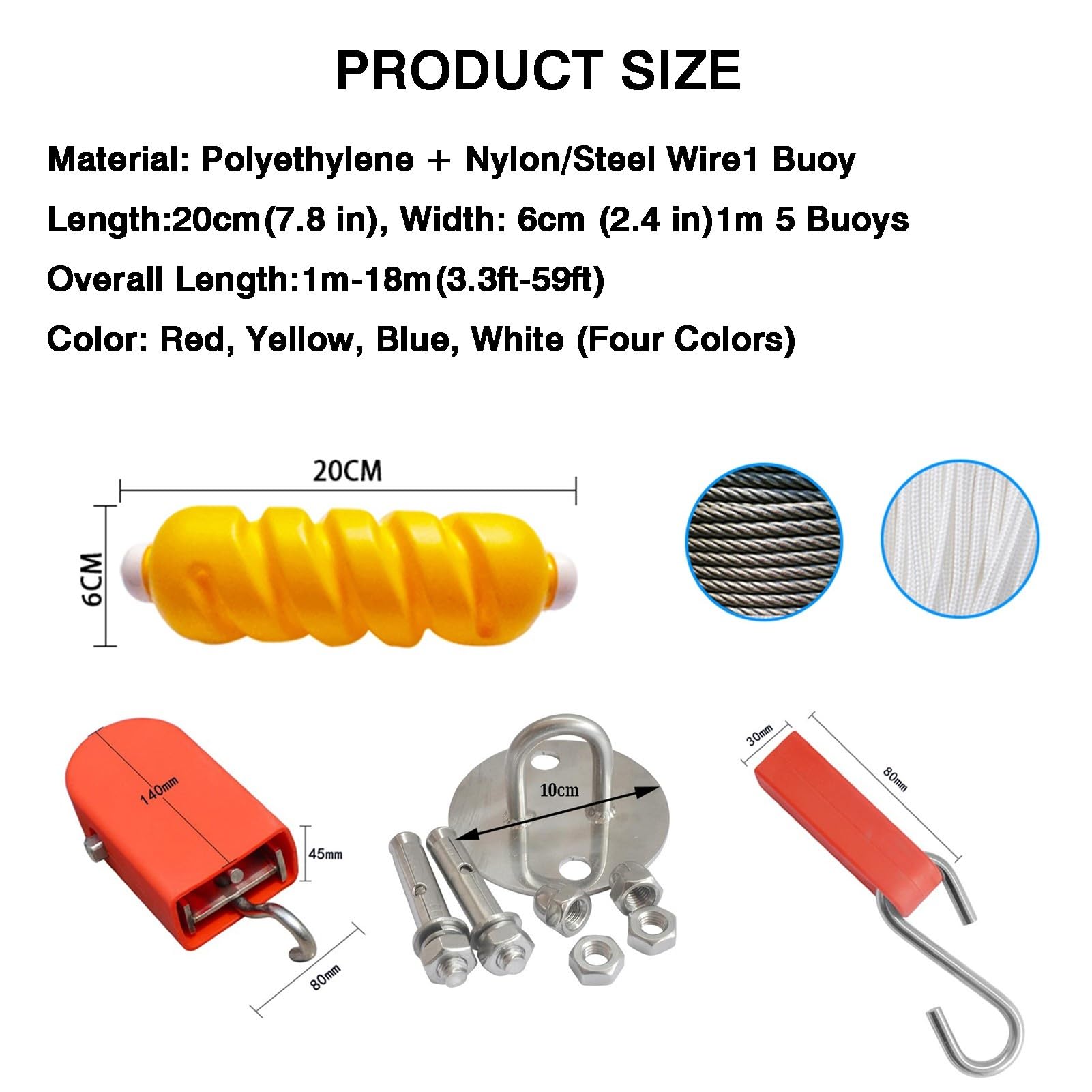 Gancho Espiral de 6 cm for líneas/divisores/líneas de carriles de Piscina