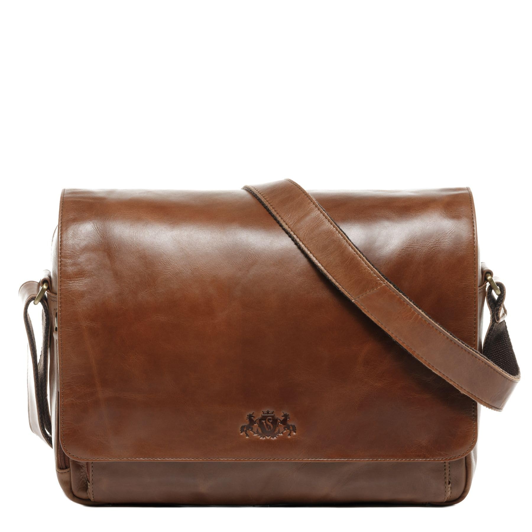 SID & VAIN Sac Ordinateur Portable avec Compartiment Cuir véritable 15.4 Pouces Agent Mallette Professionnelle bandoulière XL Grand pour Hommes Serviette de Travail élégant Marron