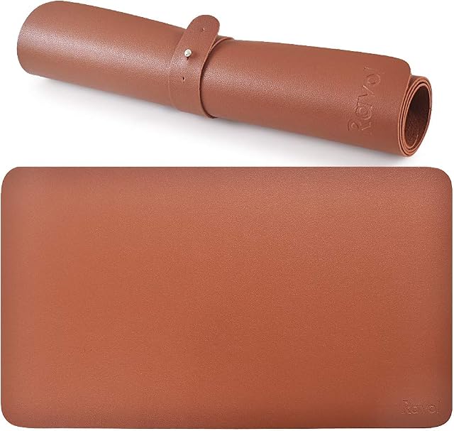 Ravol Leather Mouse Mat, PU Mouse Pad for Office and Home (Brown, 60x35cm)