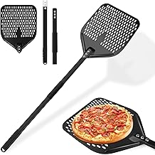 TNOMSNO Pizzaschieber Pizzaschaufel, 12 Zoll Pizzaschieber Perforiert mit Abnehmbaren Griff, 40x30cm Profi Pizzaschieber mit Großer Fläche für Pizza, Brot, Kuchen, Torten