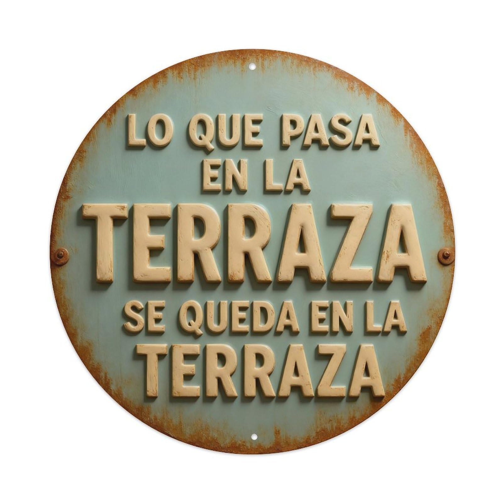 Zlatcbu Vintage What Happens On The Terrace Stays On The_12viz Metal Tin Sign Retro Wall Art Poster, Decor For Home Living Room Bar Cafe Garage, 8X8 Inch