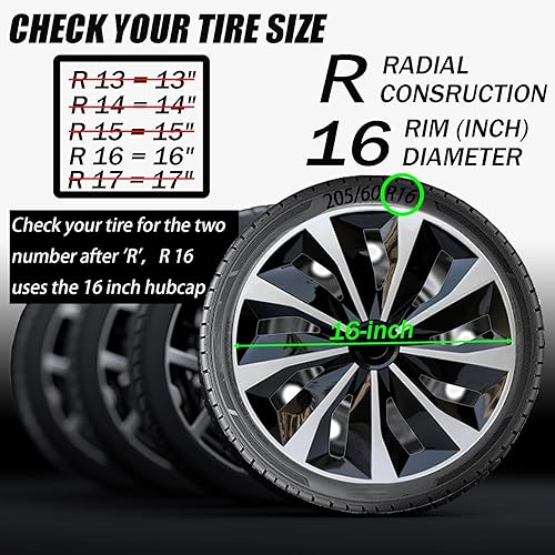 Miniatura 10 de Tapacubos de repuesto universal R16 para llanta, accesorios exteriores para maletero de automóvil, SUV, juego de 4 (16 pulgadas, rojo y negro)