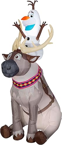 Miniatura 1 de Gemmy Airblown - Olaf inflable sentado en Sven The Reindeer – Accesorios de decoración de patio congelados de Navidad, 7.5 pies de alto x más de 4.5