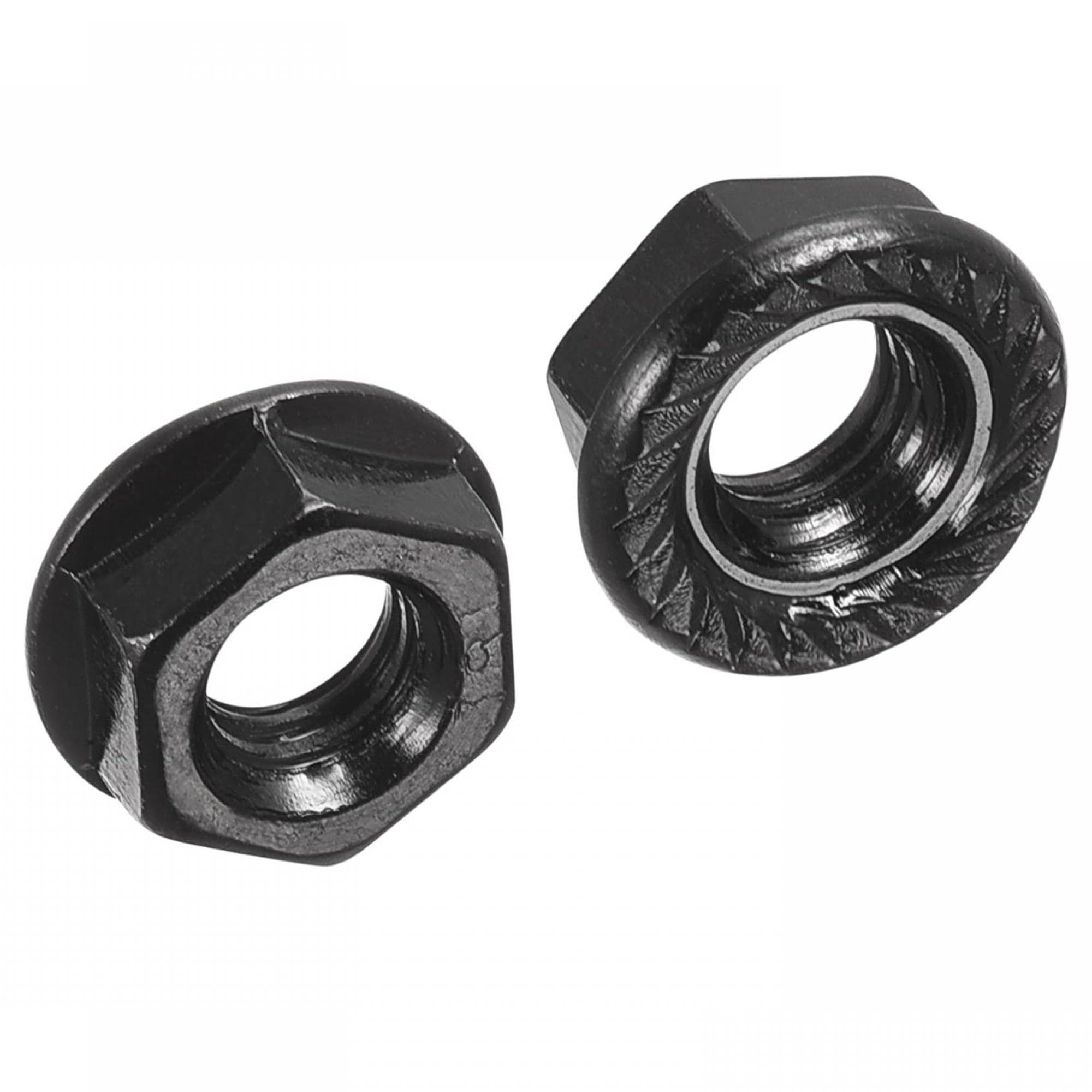 TOP-VIGOR M6 Serrated Flange Hex Lock Nuts, Carbon Steel Black Oxide Finish, Self-Locking Threaded Nuts