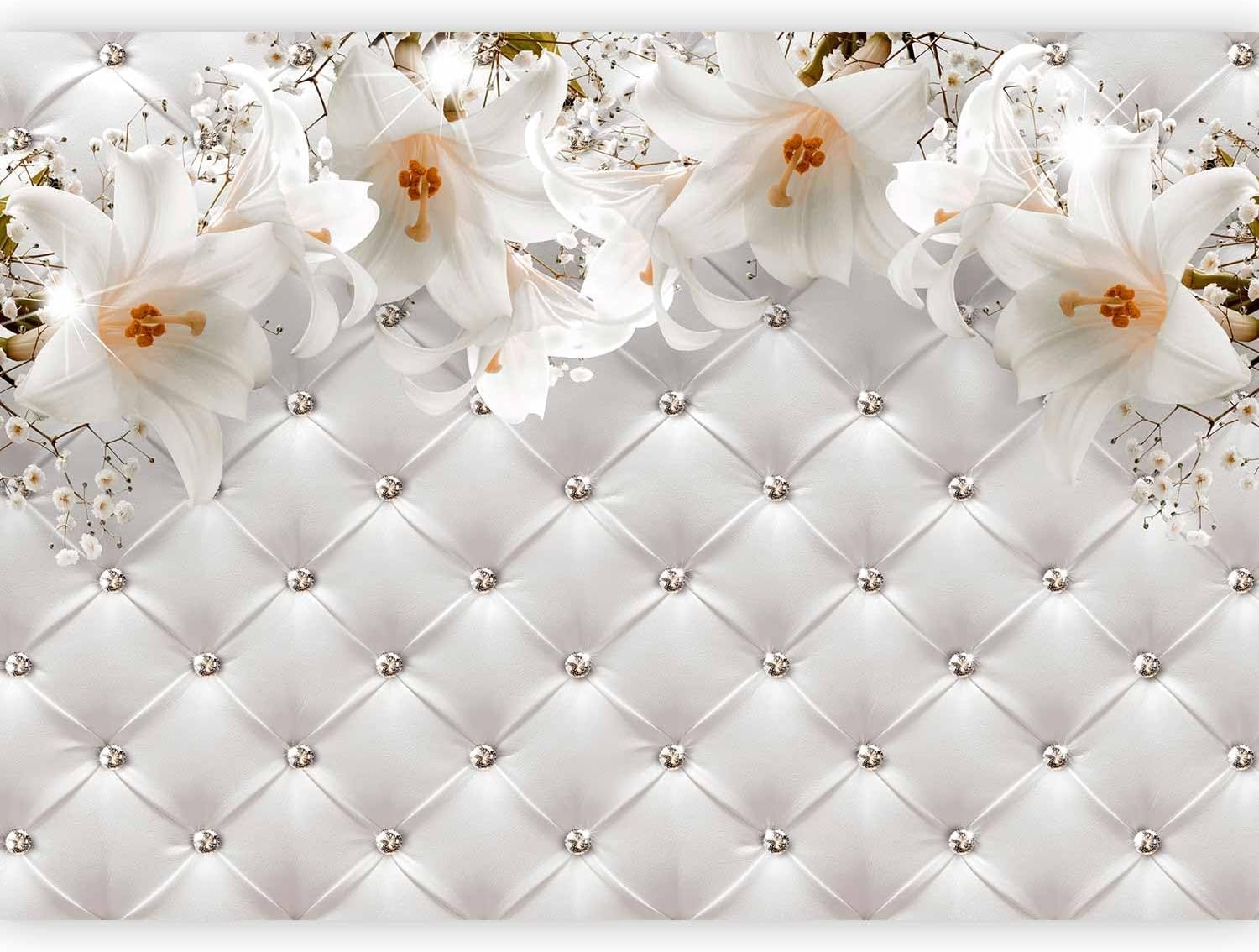 artgeist Wall Mural Flowers 116x83 in - XXL Peel and Stick Self-Adhesive Wallpaper Removable Large Sticker Foil Wall Decor Print Picture Image Design - Faux Leather Flowers f-C-0425-a-a
