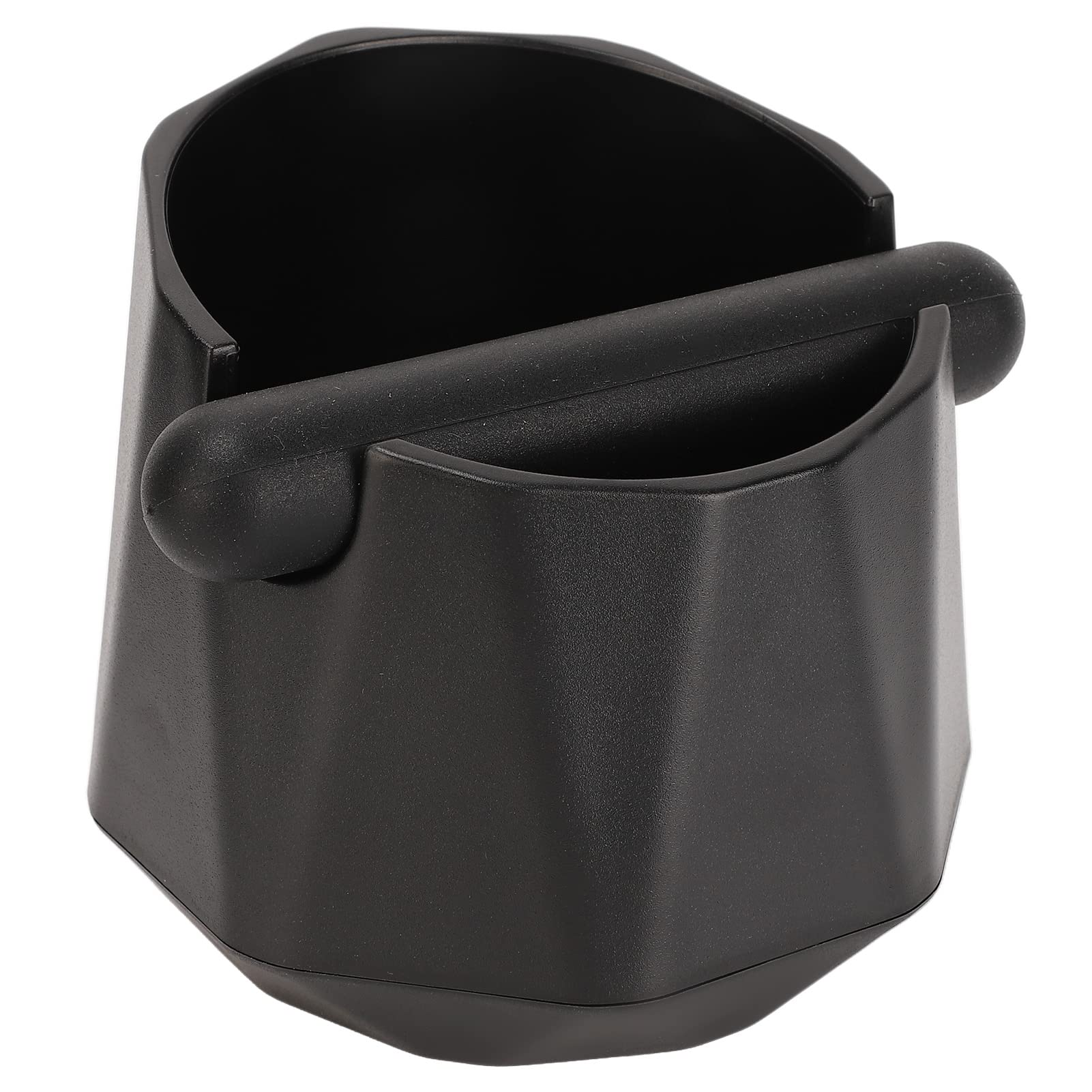 Coffee Knock Box Espresso Dump Bin Easy & Mess-Free Disposal of Coffee Puck, Espresso Knock Box, Small Knock Box for Barista with Removable Knock Bar and Non-Slip Base Shock, ABS Black(Gemstone Shape)